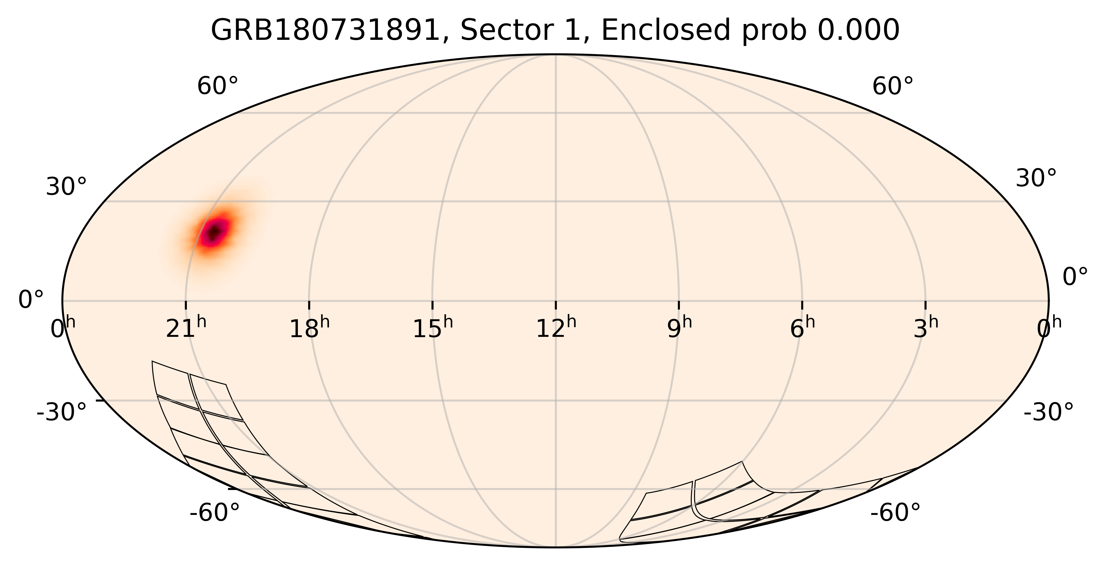 TESS Overlap Sky Map for GRB180731891 in TESS Sector1