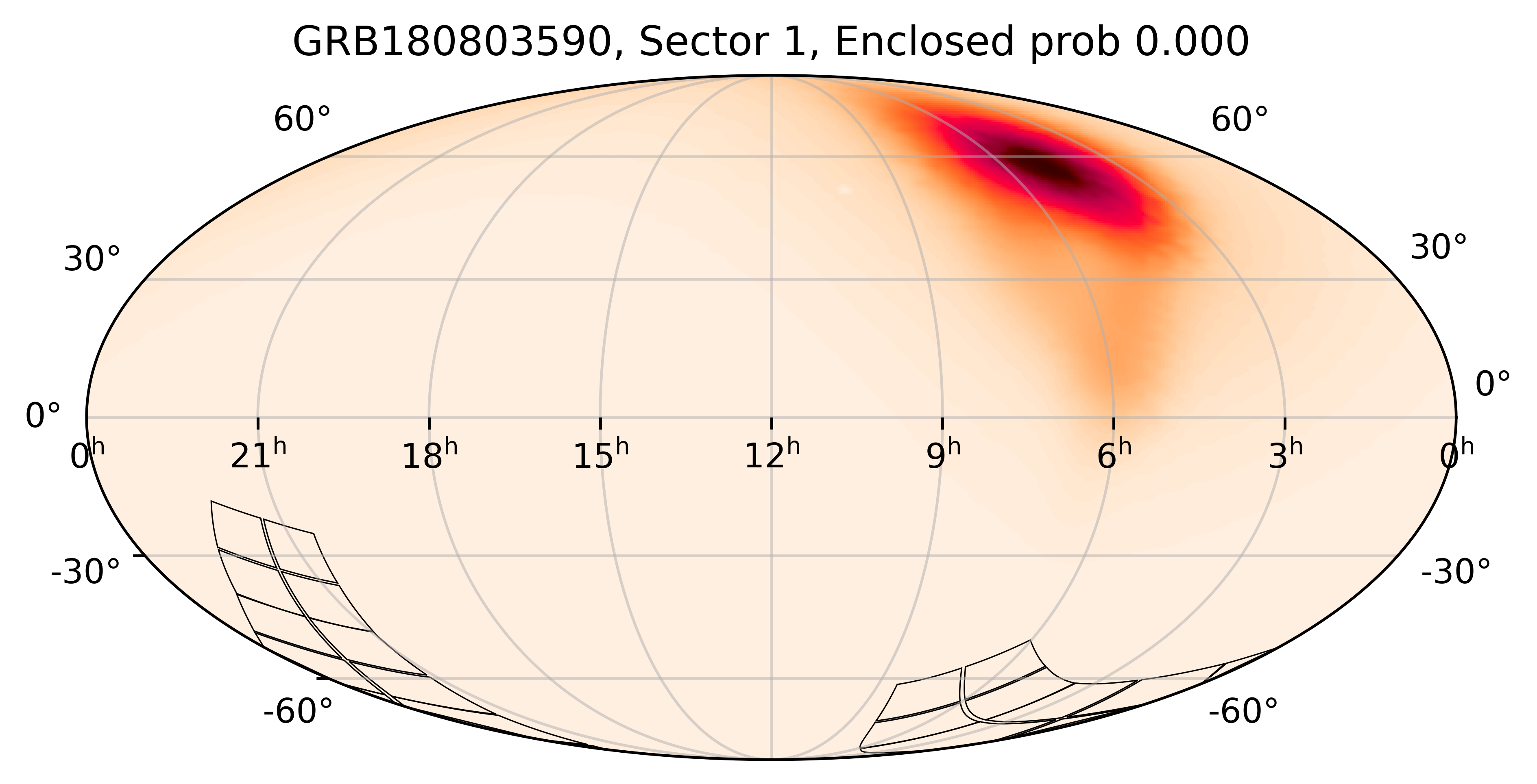 TESS Overlap Sky Map for GRB180803590 in TESS Sector1