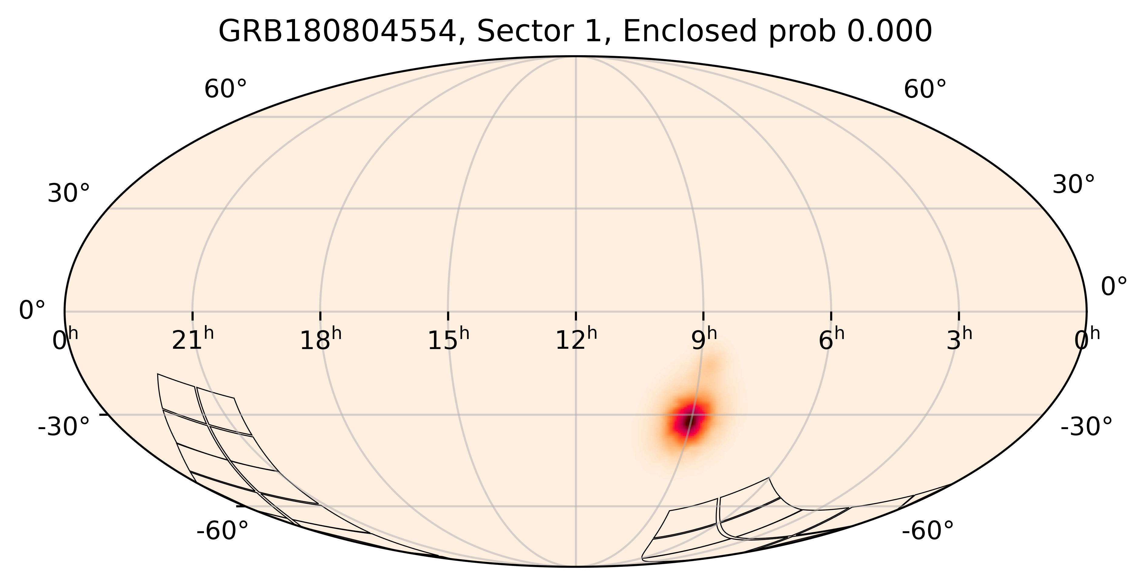 TESS Overlap Sky Map for GRB180804554 in TESS Sector1