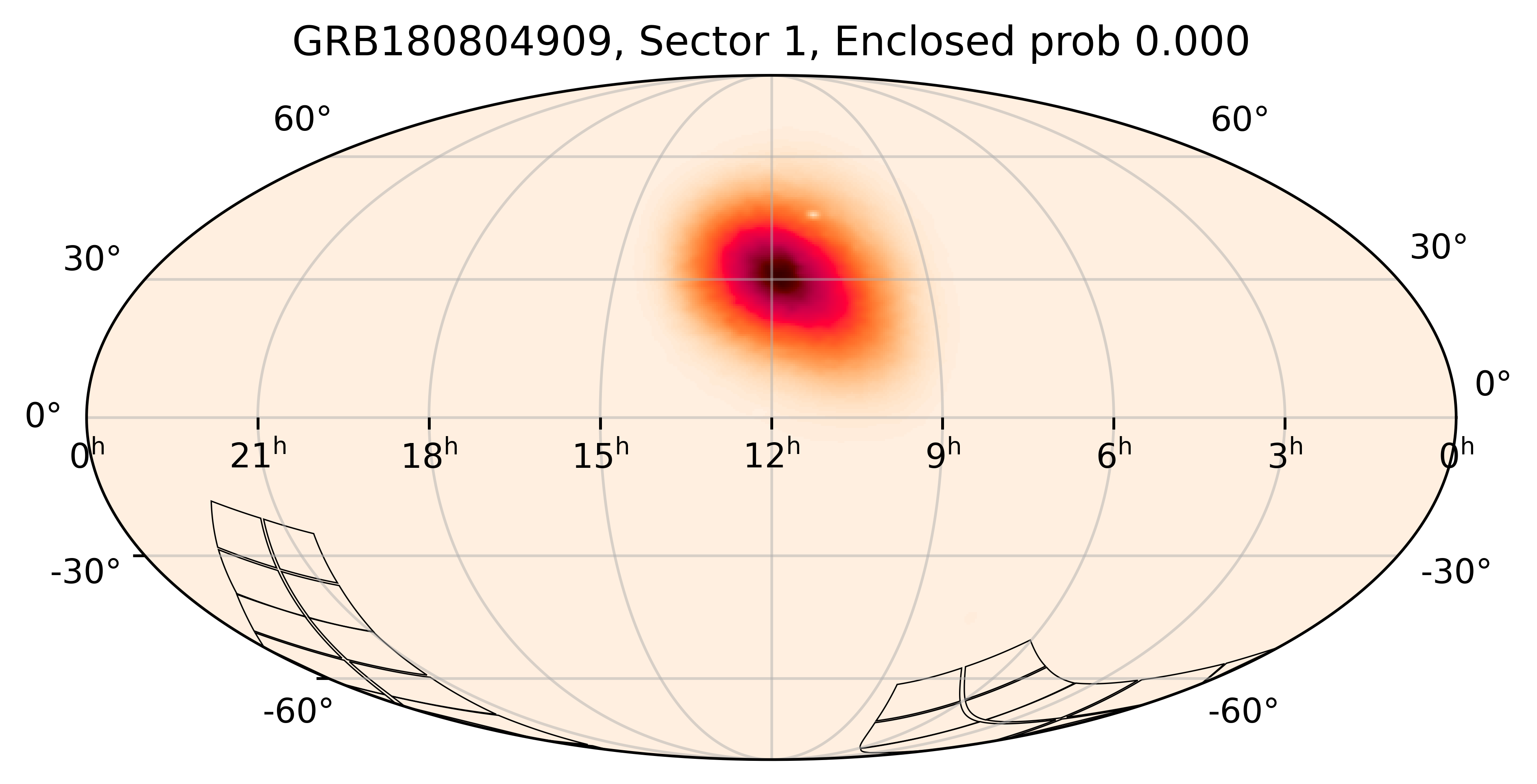 TESS Overlap Sky Map for GRB180804909 in TESS Sector1