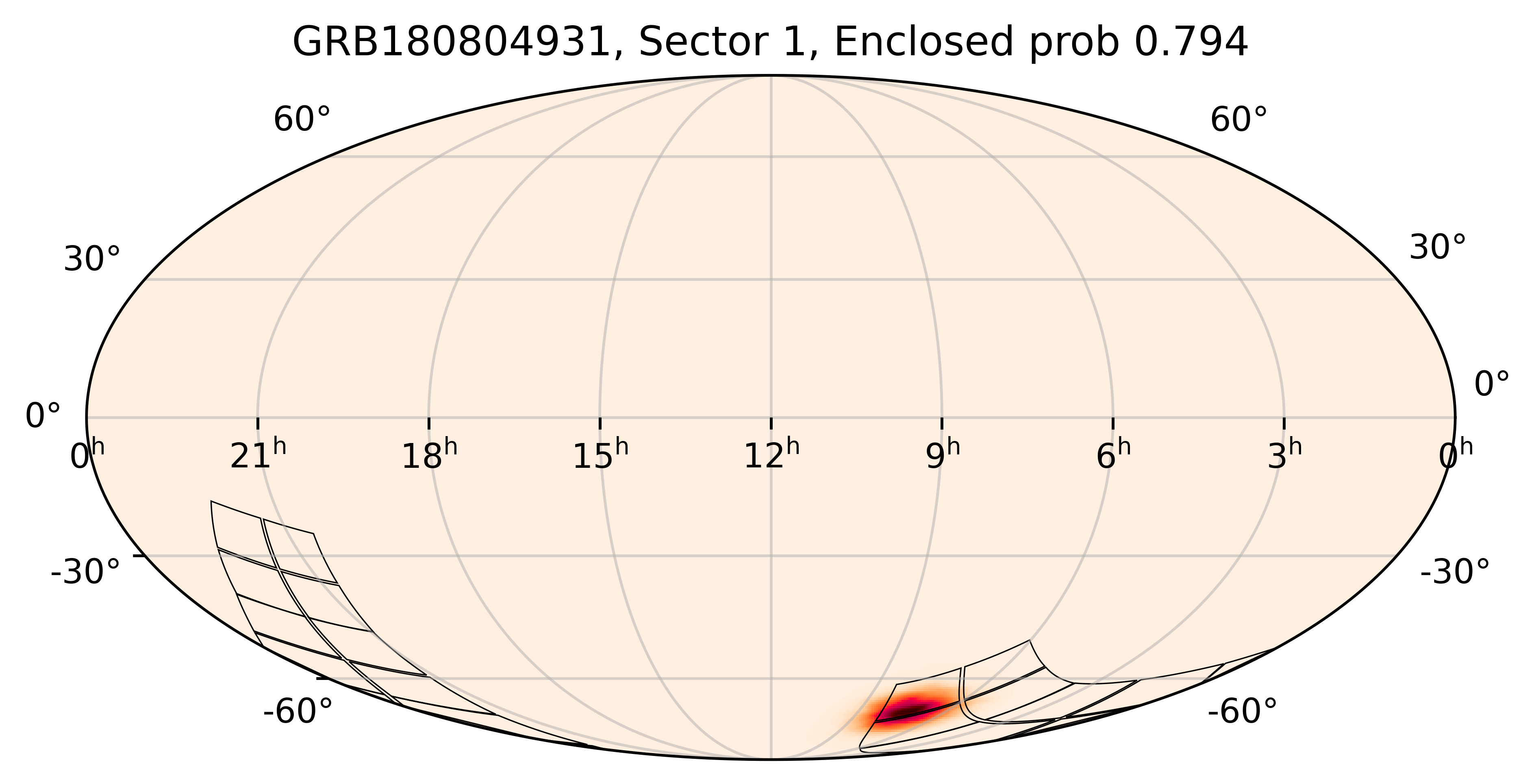 TESS Overlap Sky Map for GRB180804931 in TESS Sector1