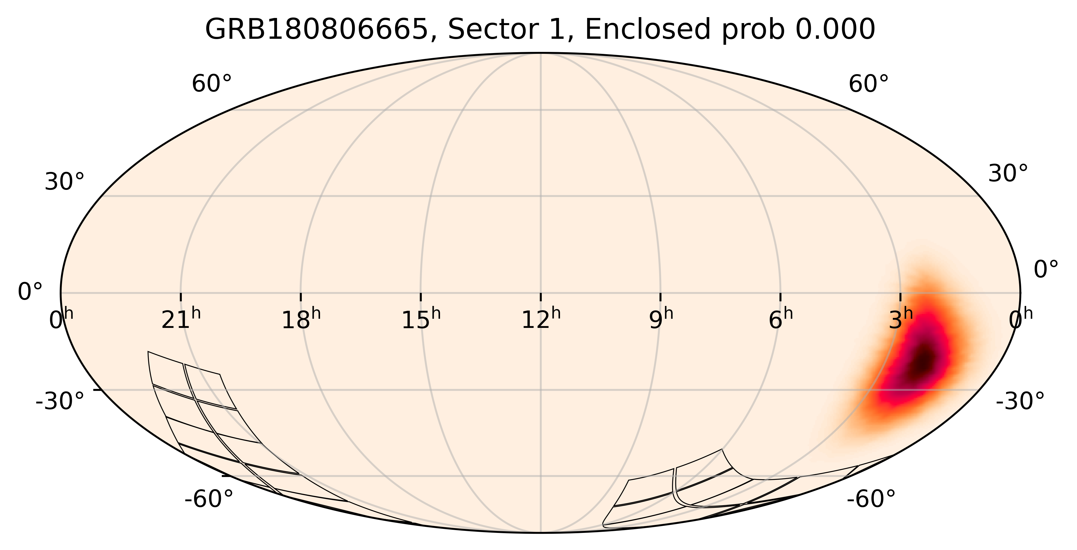 TESS Overlap Sky Map for GRB180806665 in TESS Sector1