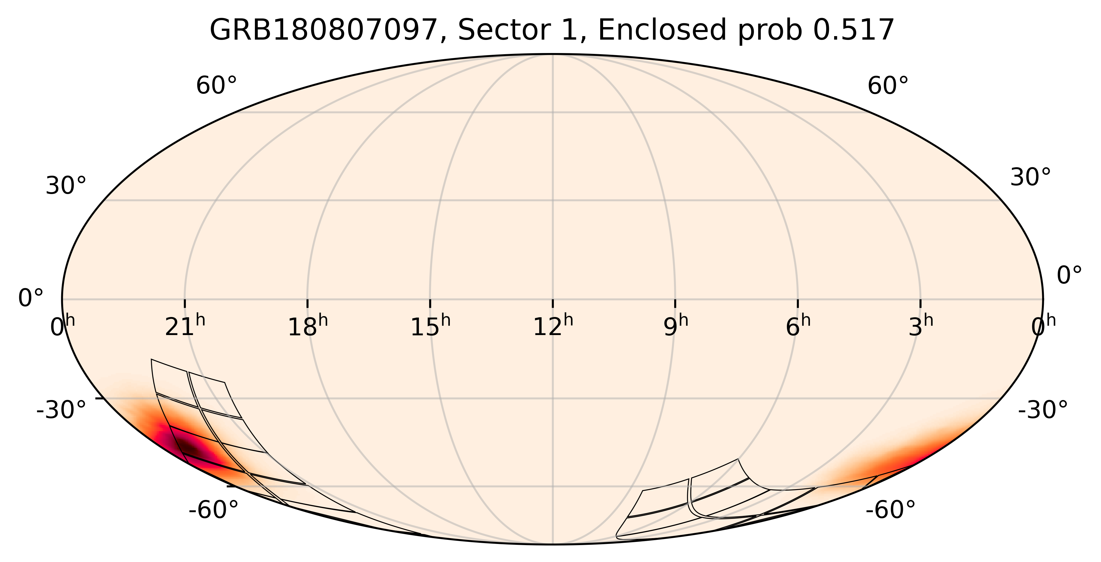 TESS Overlap Sky Map for GRB180807097 in TESS Sector1