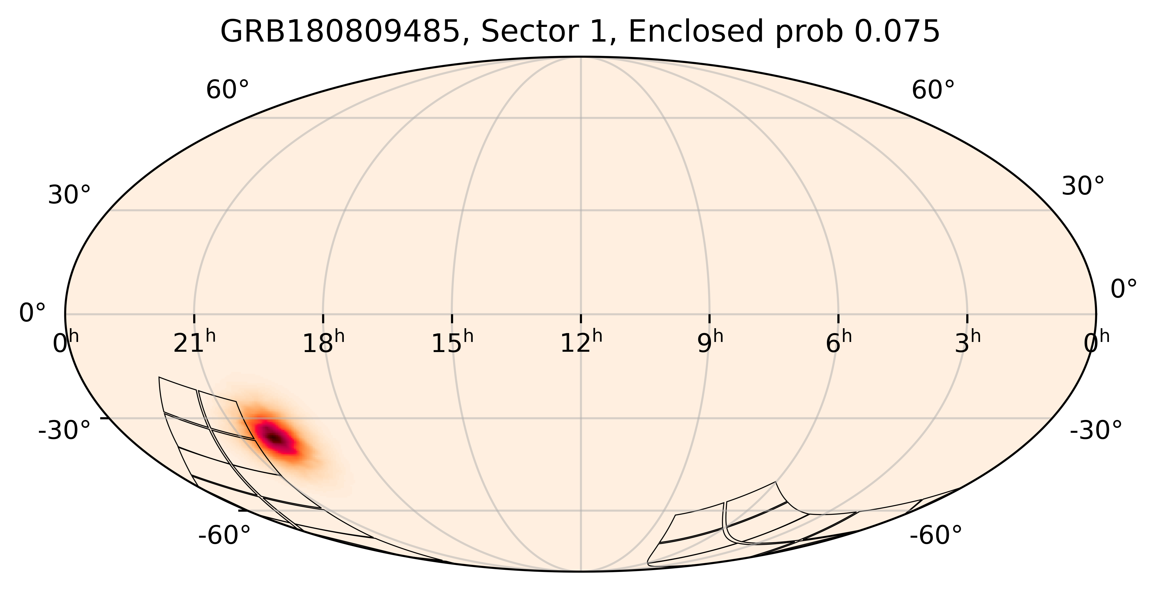 TESS Overlap Sky Map for GRB180809485 in TESS Sector1
