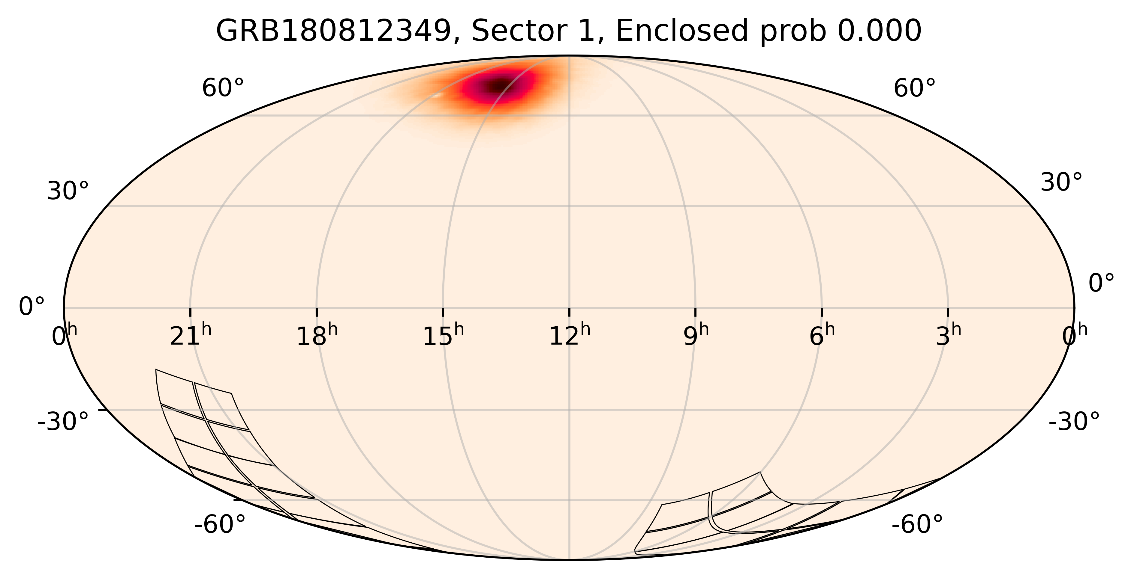 TESS Overlap Sky Map for GRB180812349 in TESS Sector1