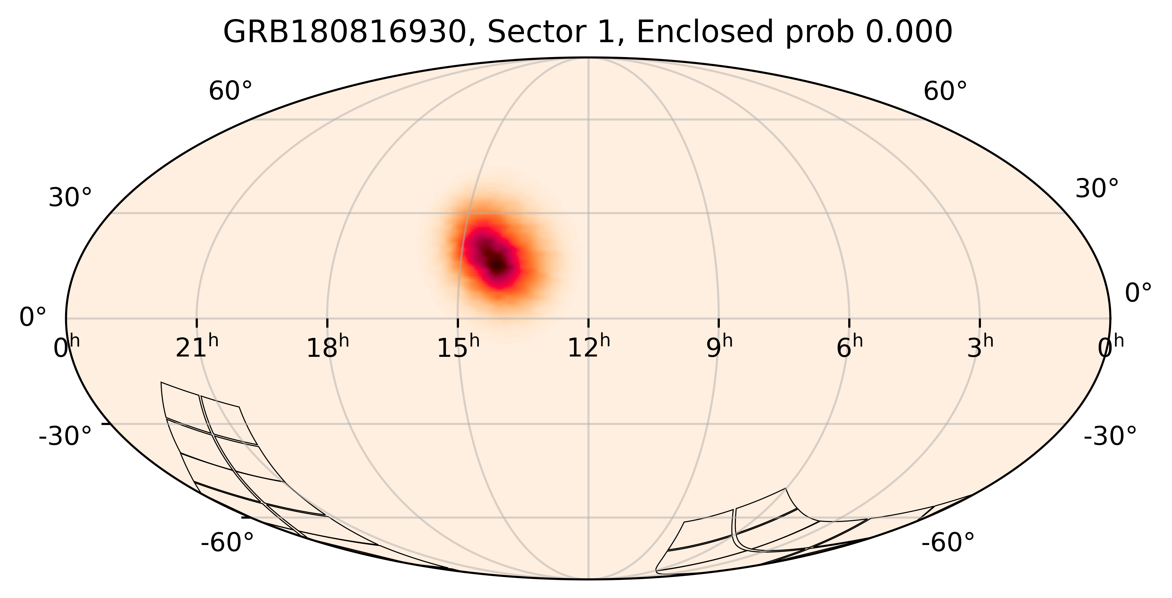 TESS Overlap Sky Map for GRB180816930 in TESS Sector1