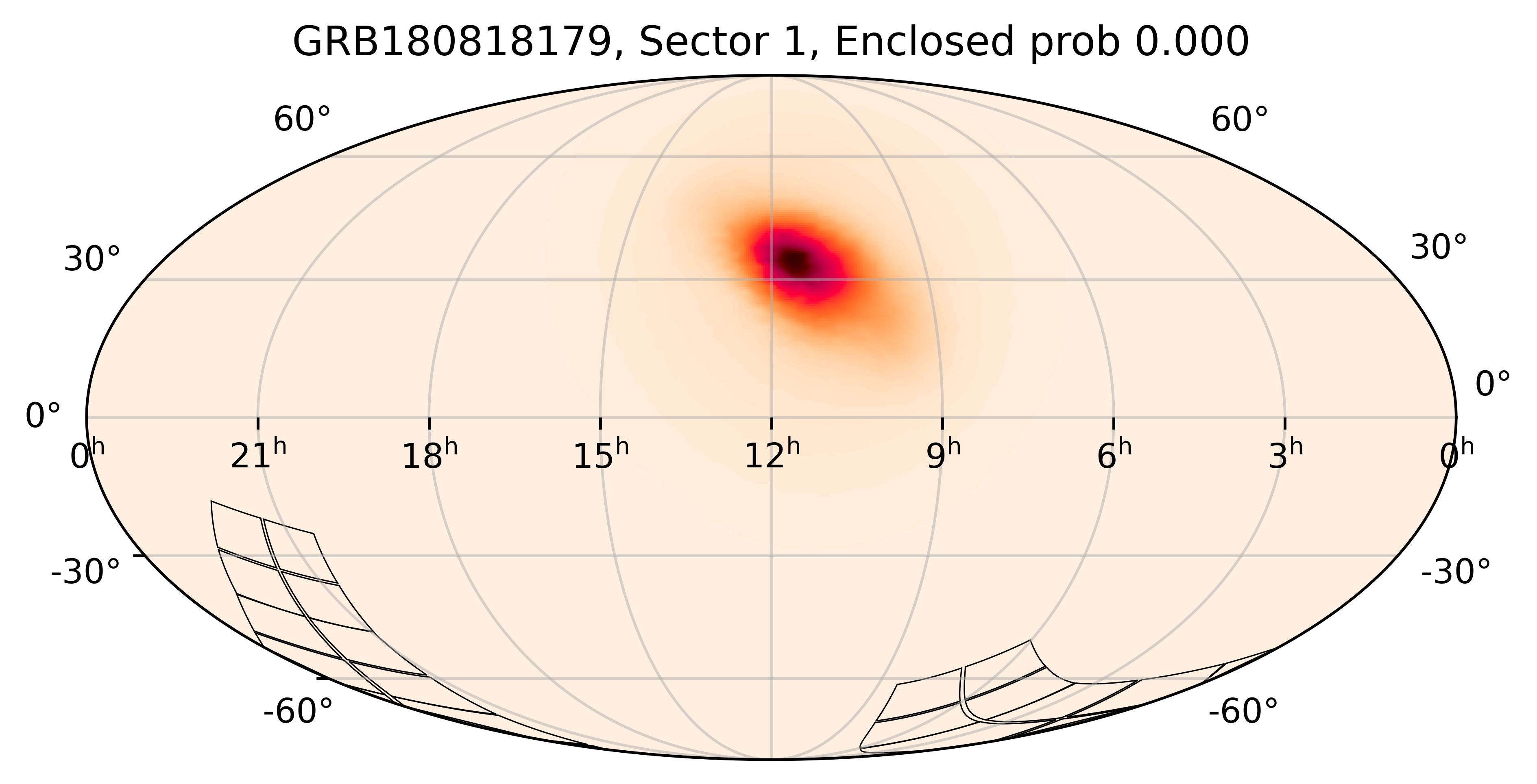 TESS Overlap Sky Map for GRB180818179 in TESS Sector1