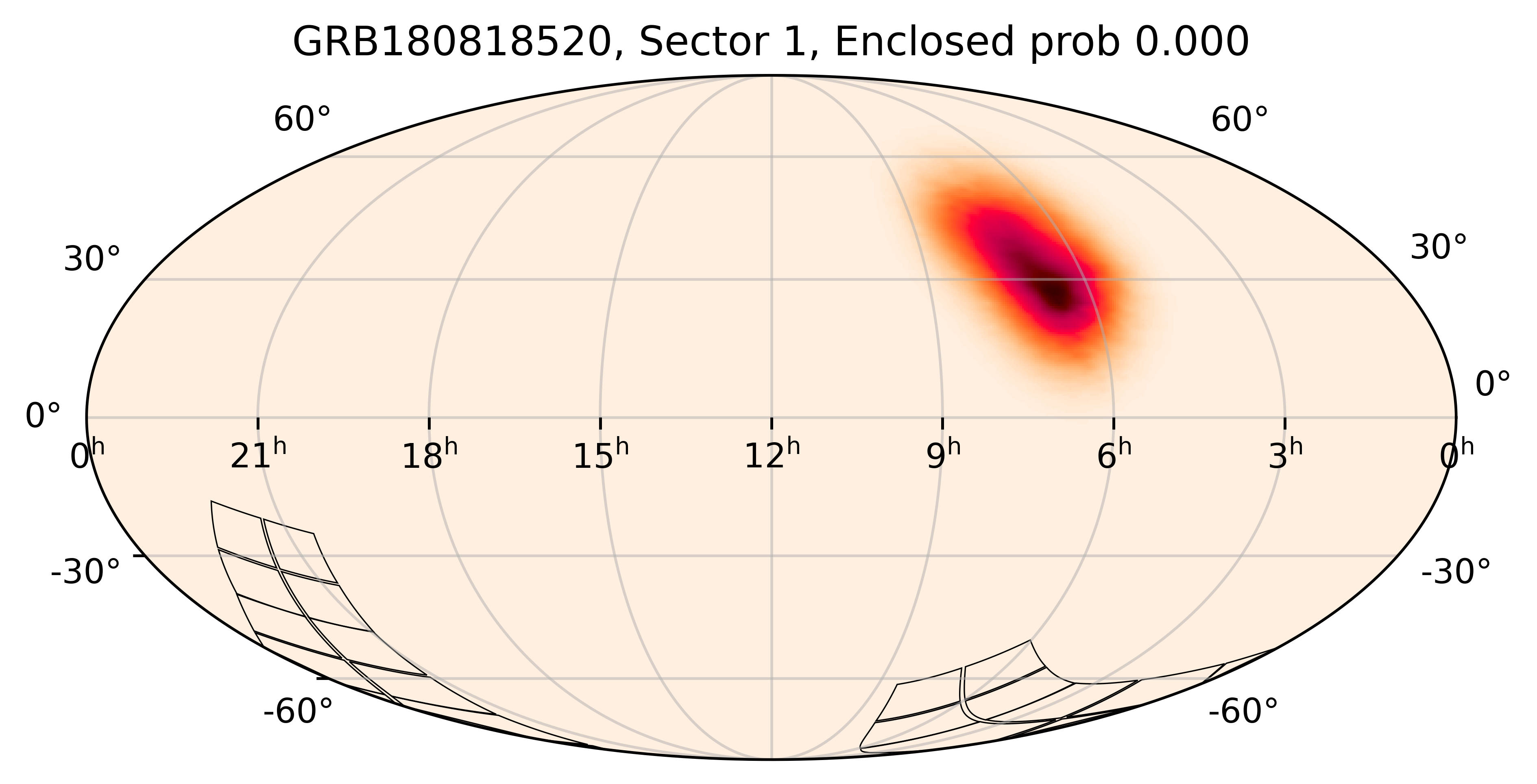 TESS Overlap Sky Map for GRB180818520 in TESS Sector1