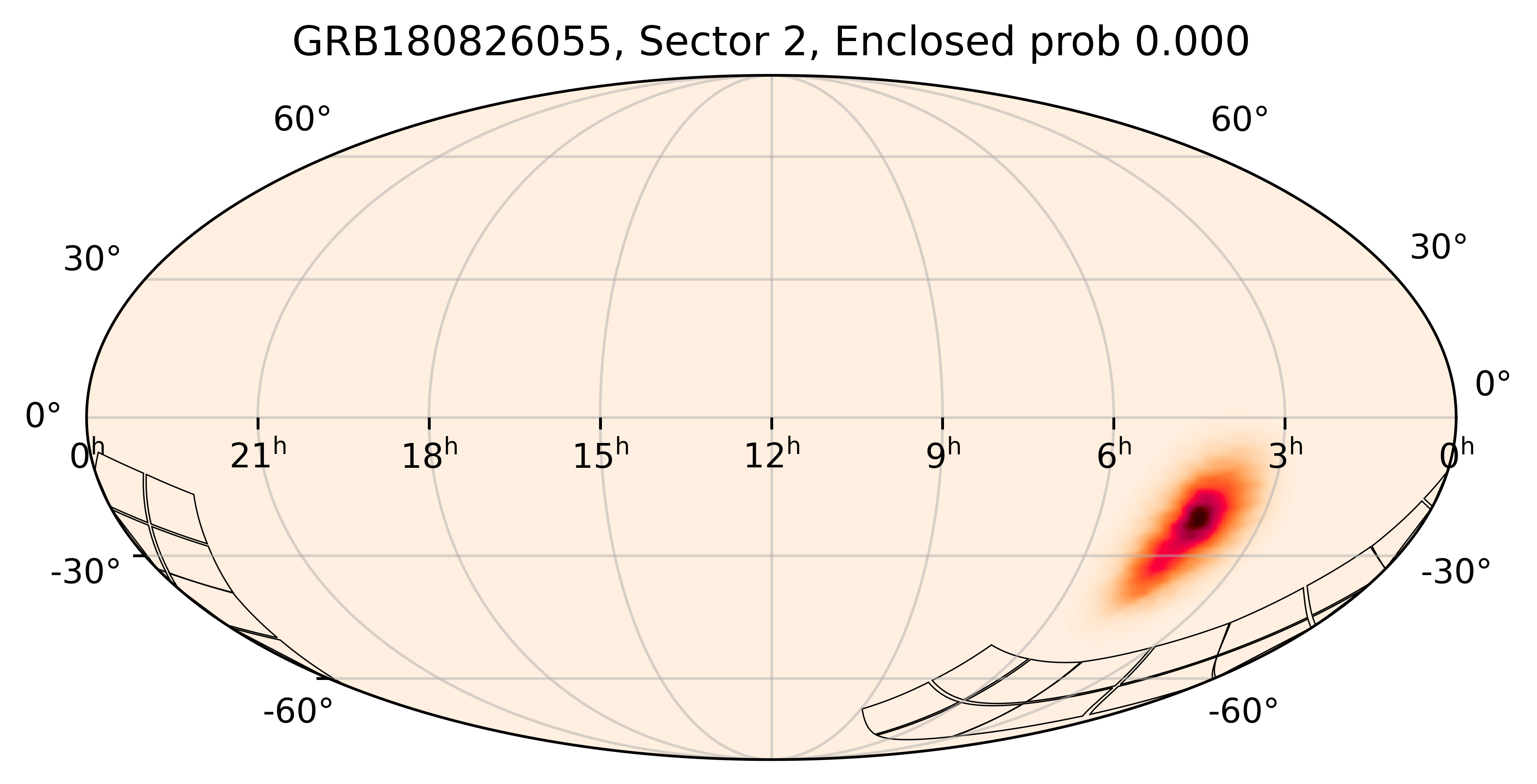 TESS Overlap Sky Map for GRB180826055 in TESS Sector2