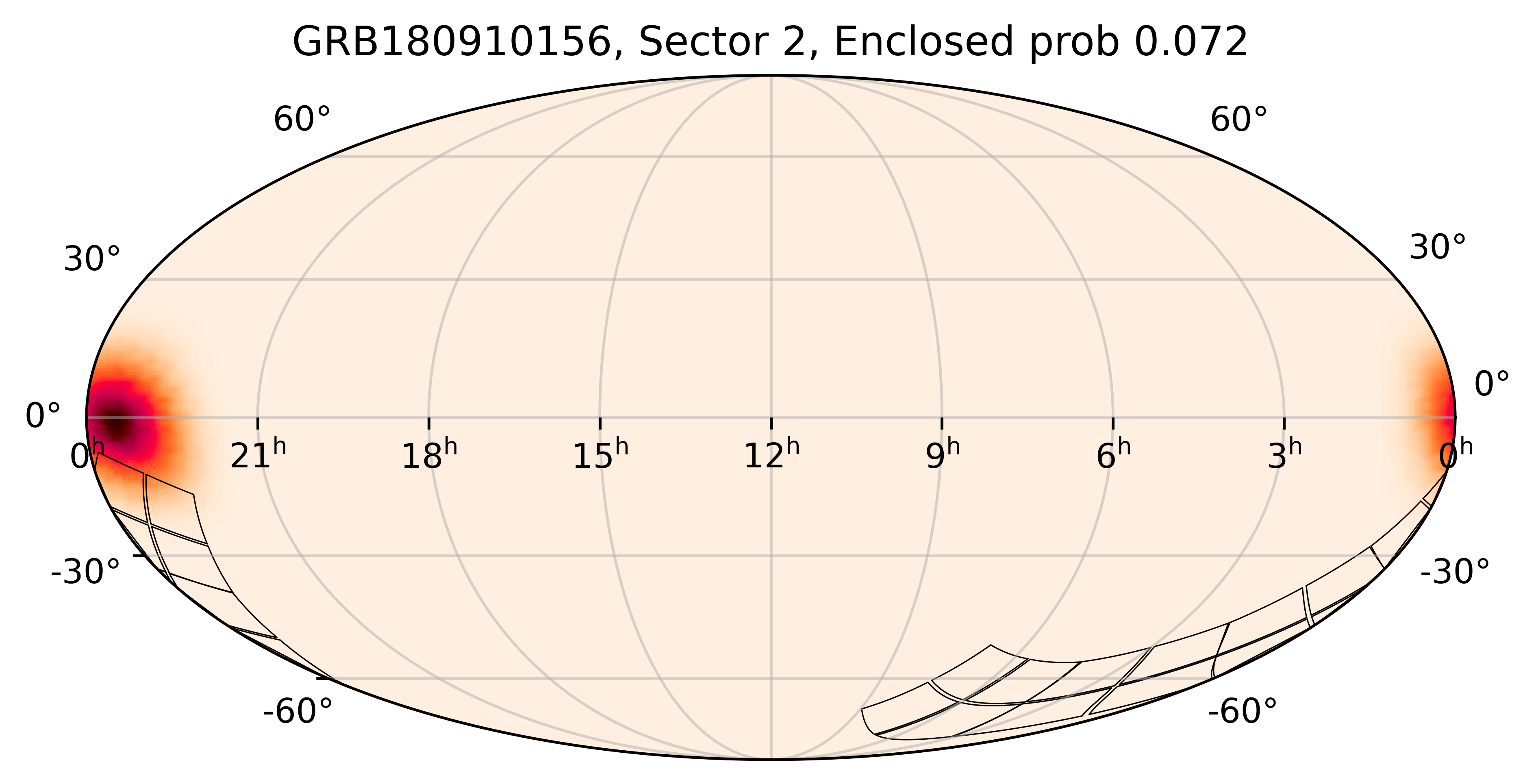 TESS Overlap Sky Map for GRB180910156 in TESS Sector2