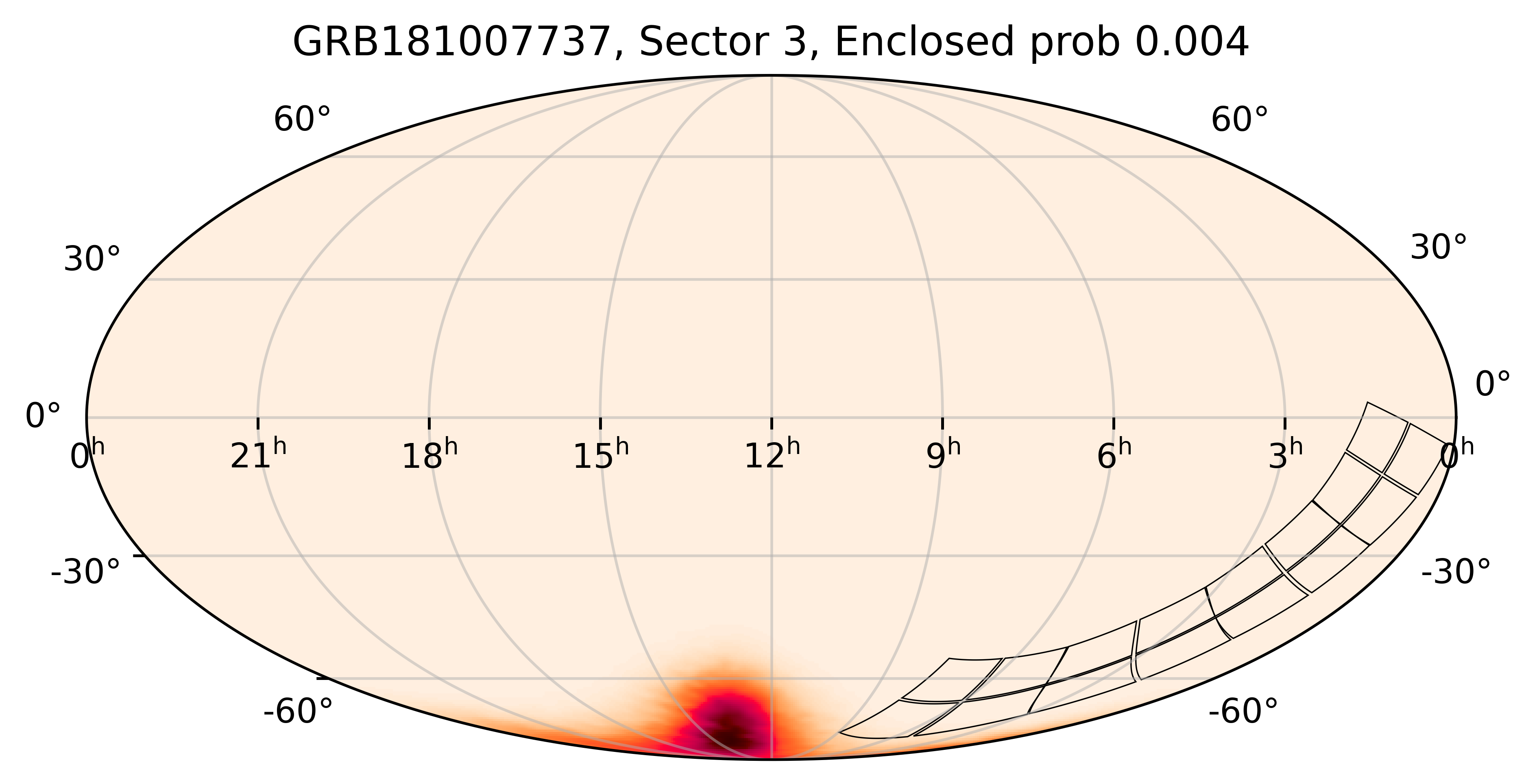 TESS Overlap Sky Map for GRB181007737 in TESS Sector3