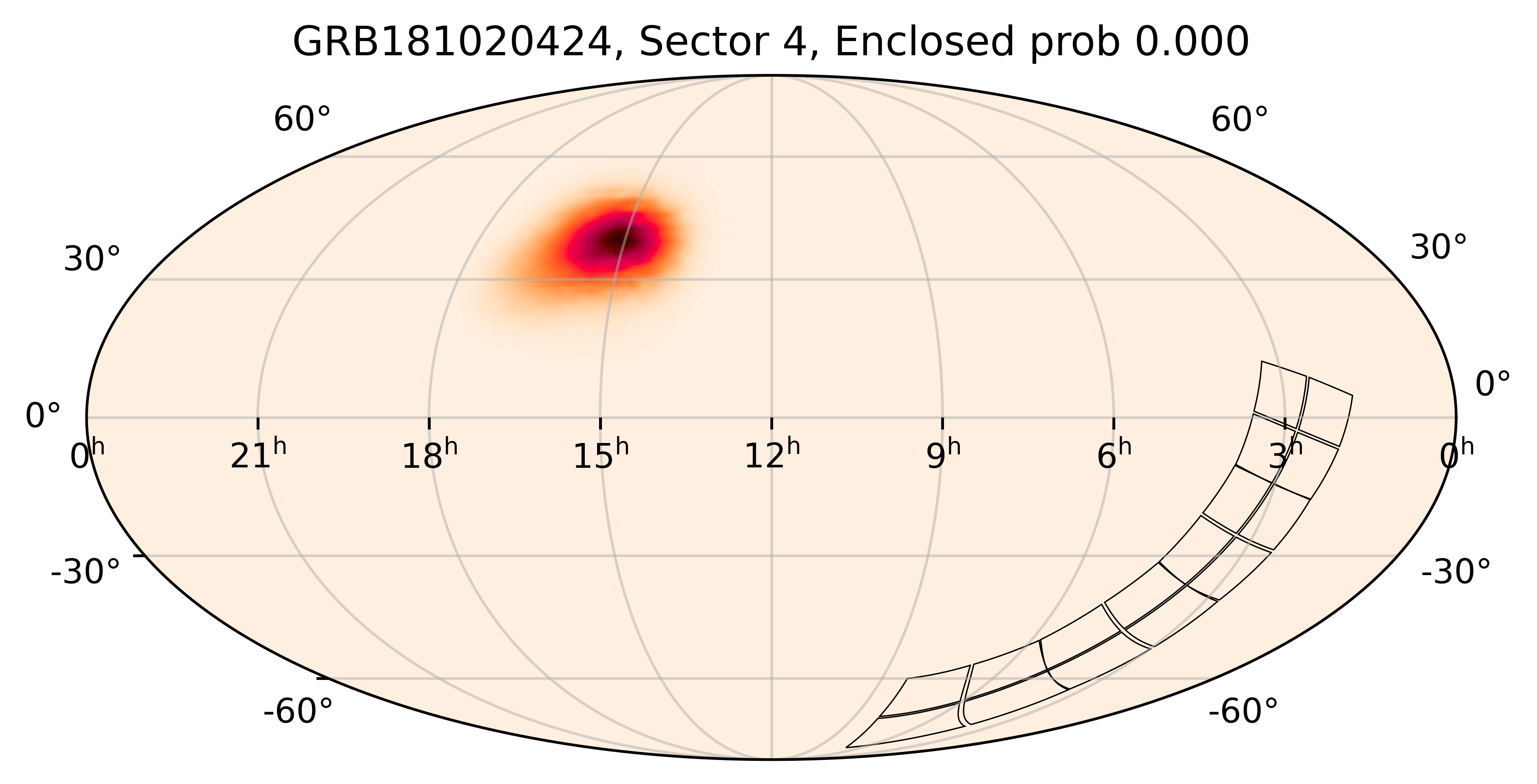TESS Overlap Sky Map for GRB181020424 in TESS Sector4