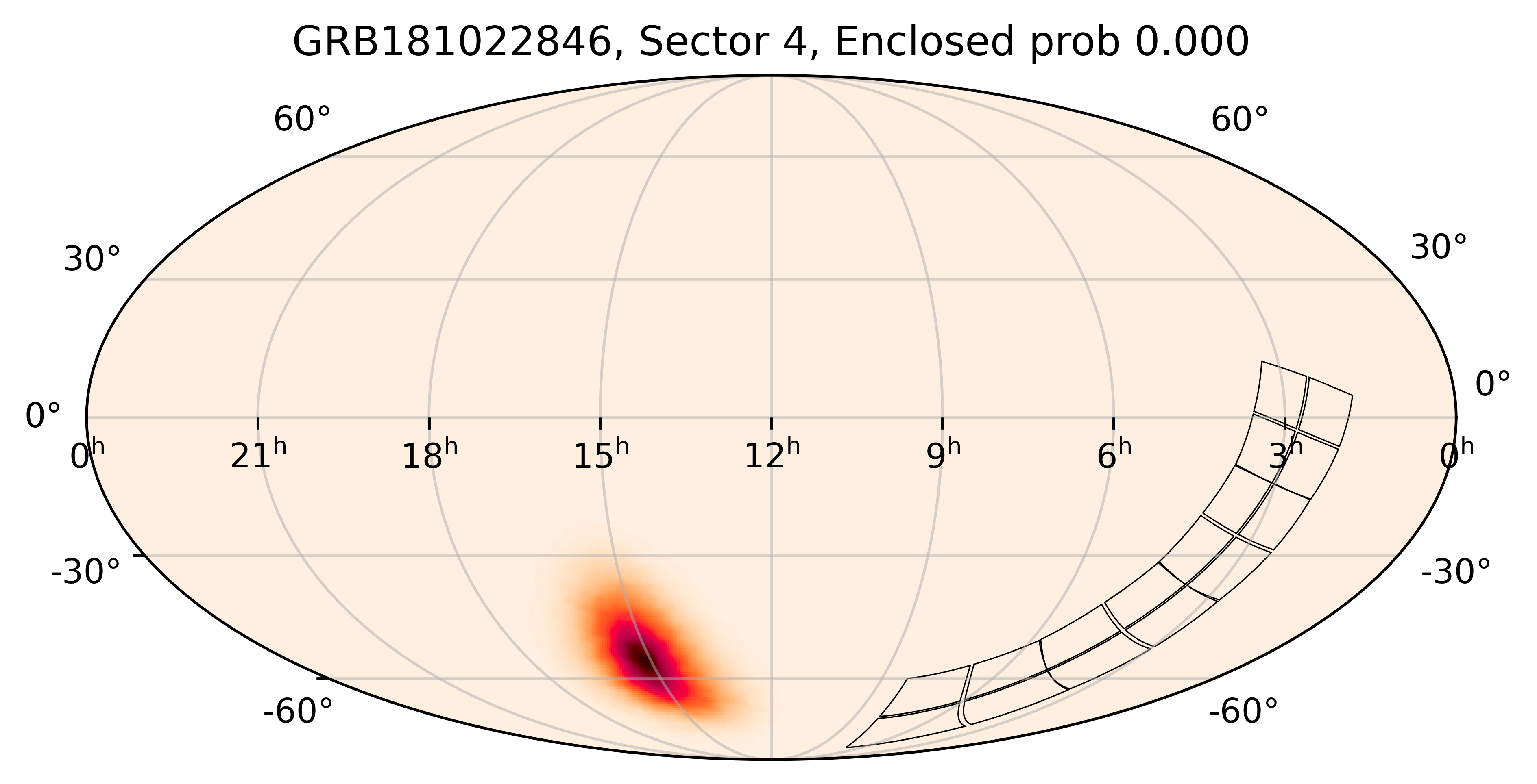 TESS Overlap Sky Map for GRB181022846 in TESS Sector4