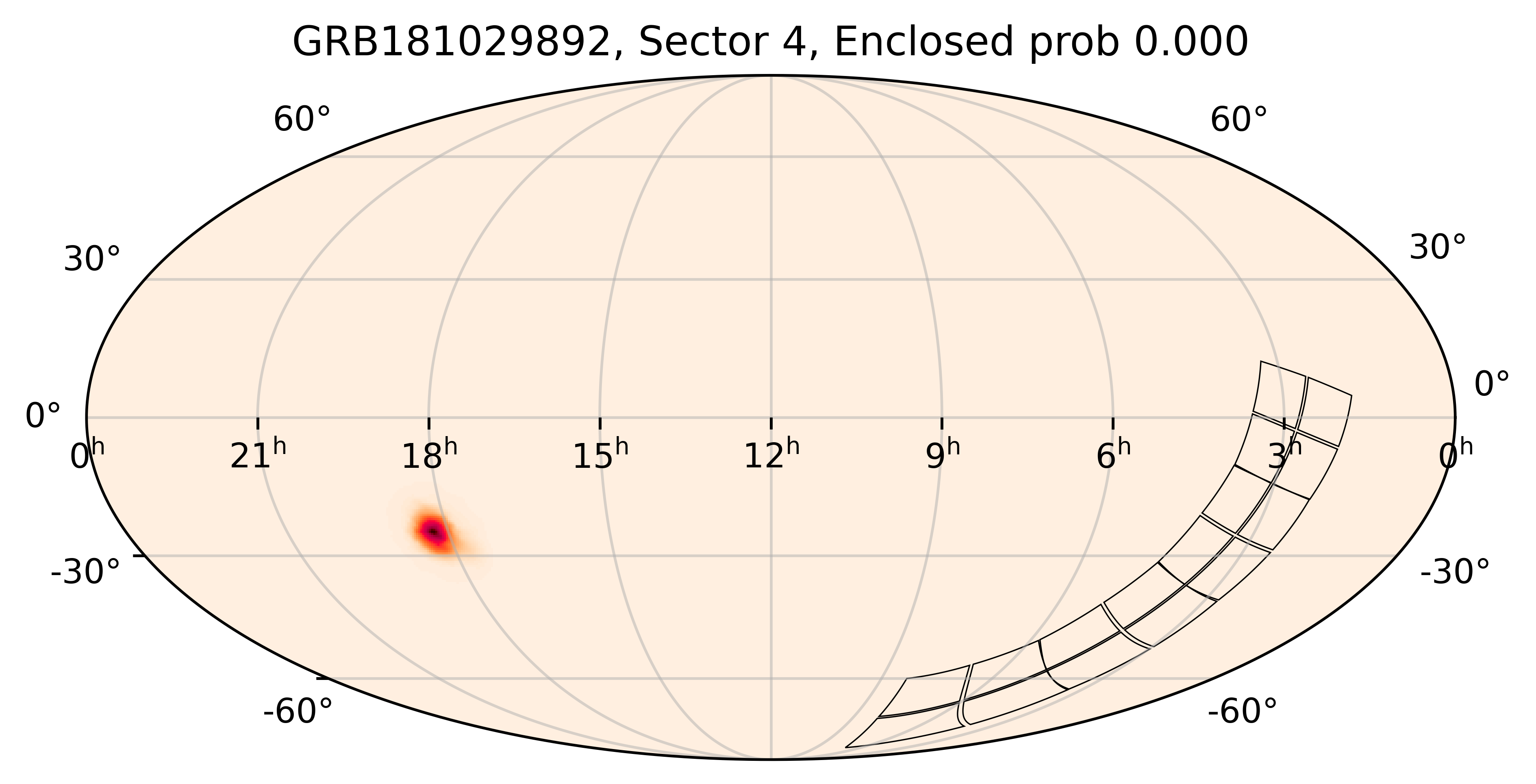 TESS Overlap Sky Map for GRB181029892 in TESS Sector4