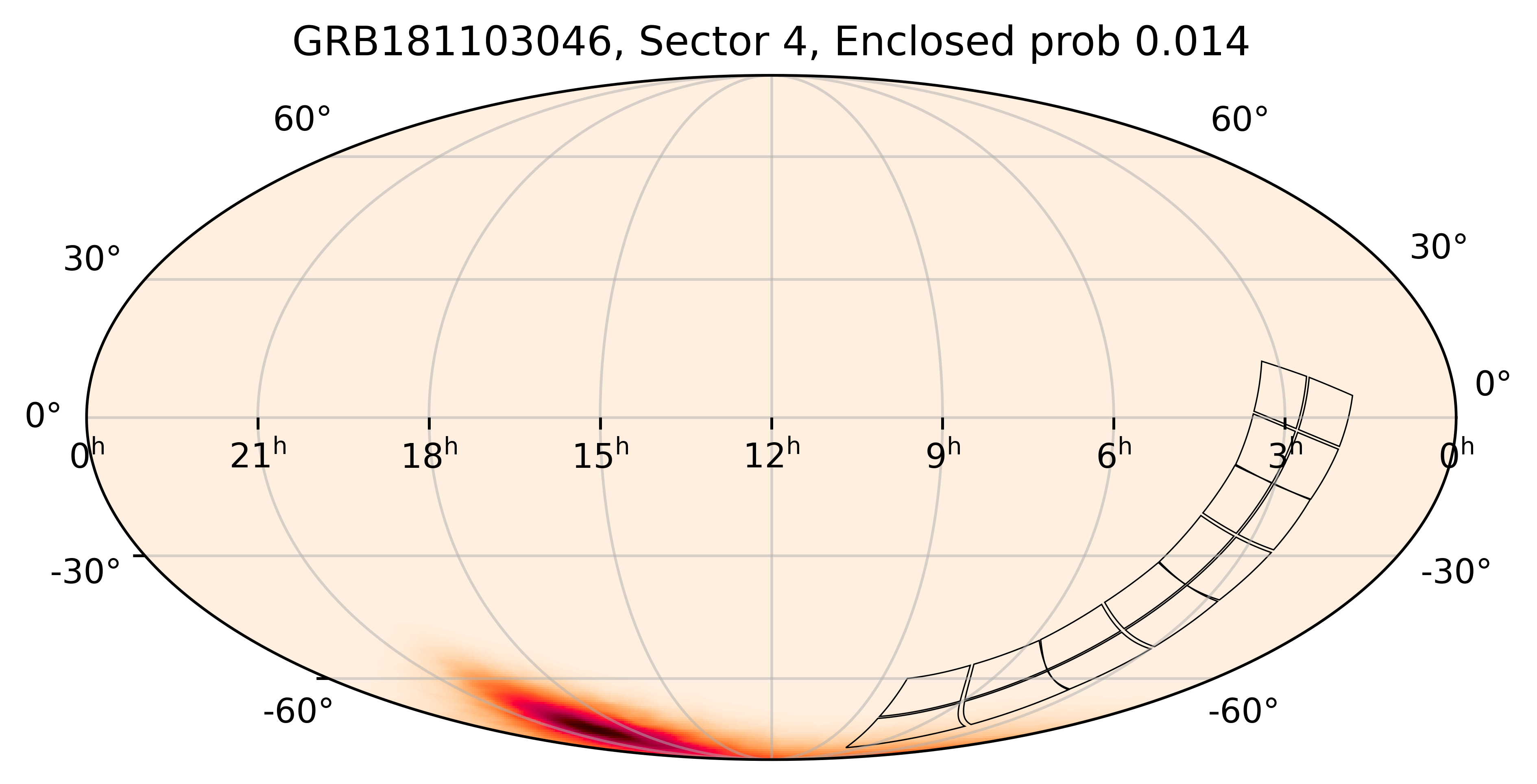 TESS Overlap Sky Map for GRB181103046 in TESS Sector4