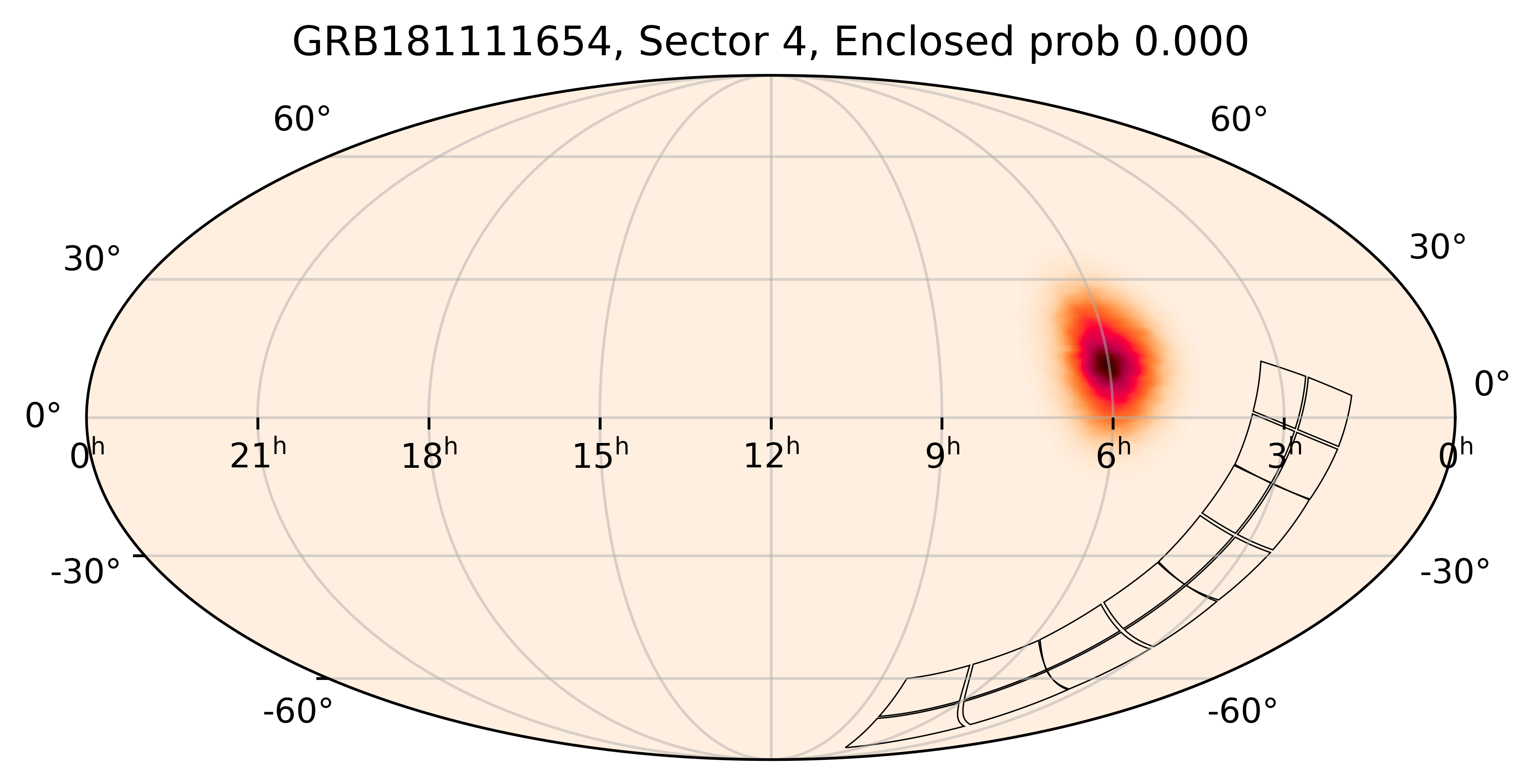 TESS Overlap Sky Map for GRB181111654 in TESS Sector4