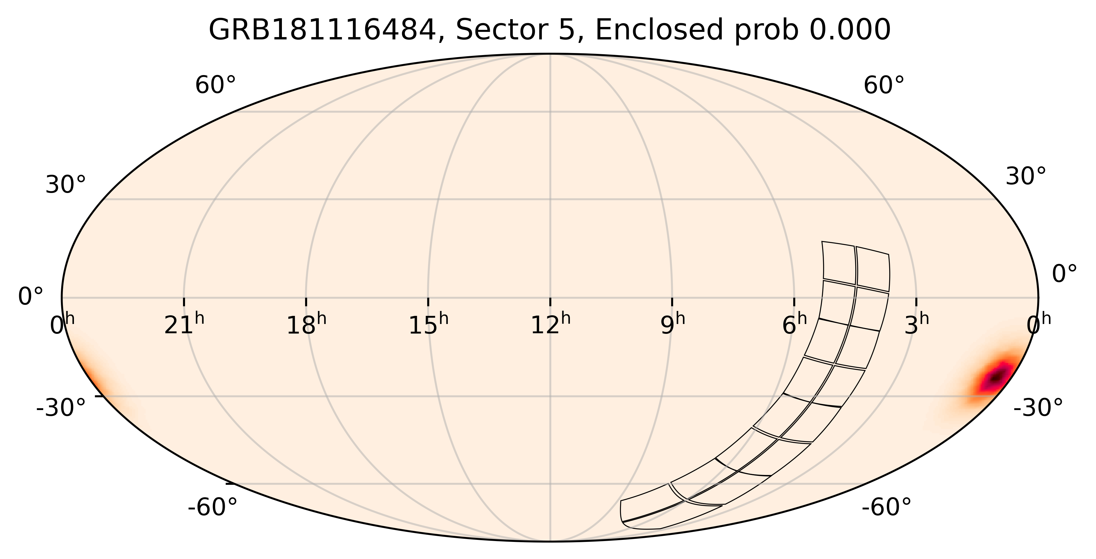 TESS Overlap Sky Map for GRB181116484 in TESS Sector5