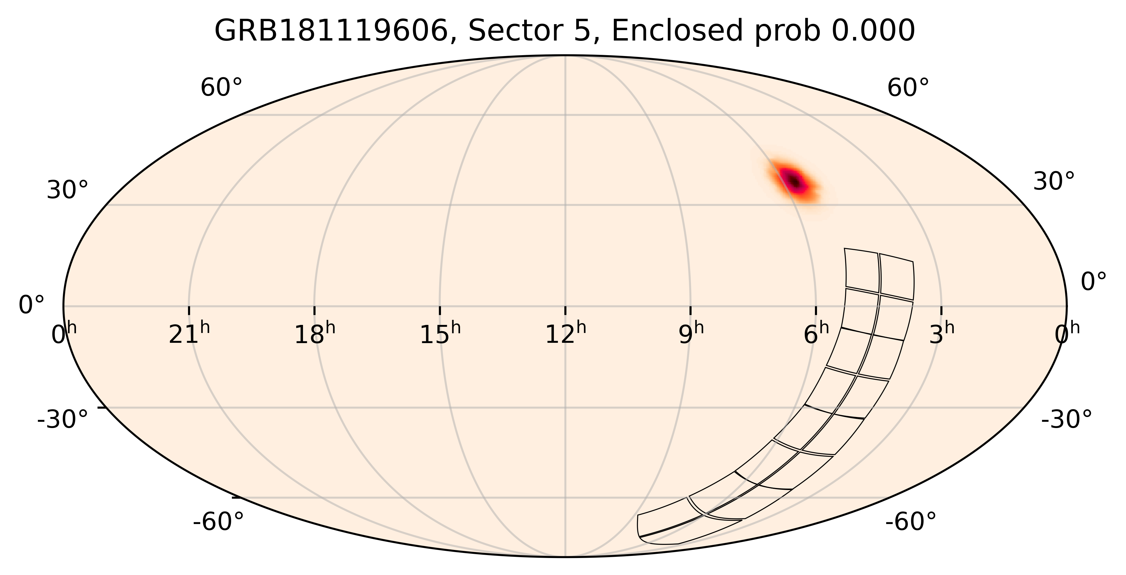 TESS Overlap Sky Map for GRB181119606 in TESS Sector5