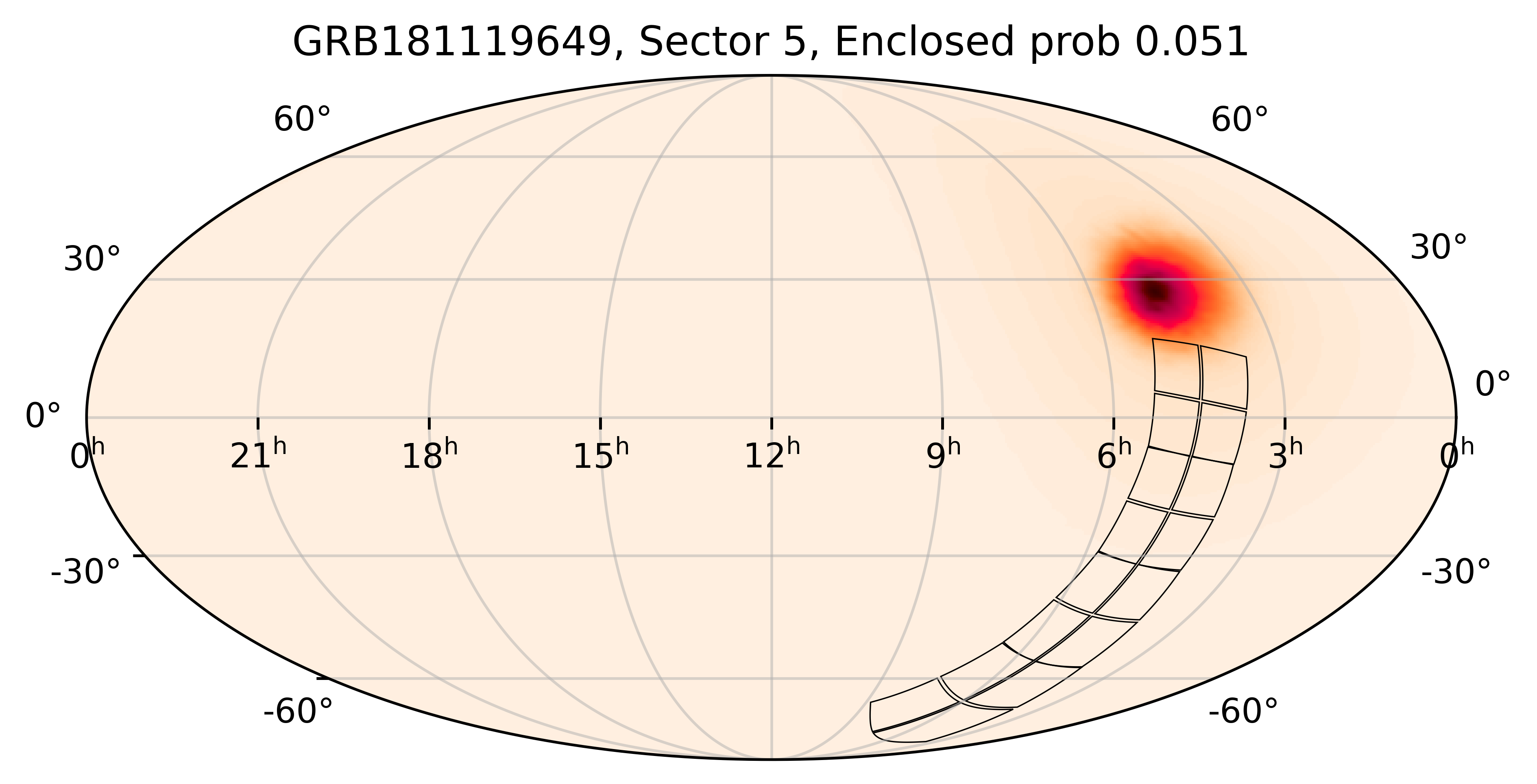 TESS Overlap Sky Map for GRB181119649 in TESS Sector5
