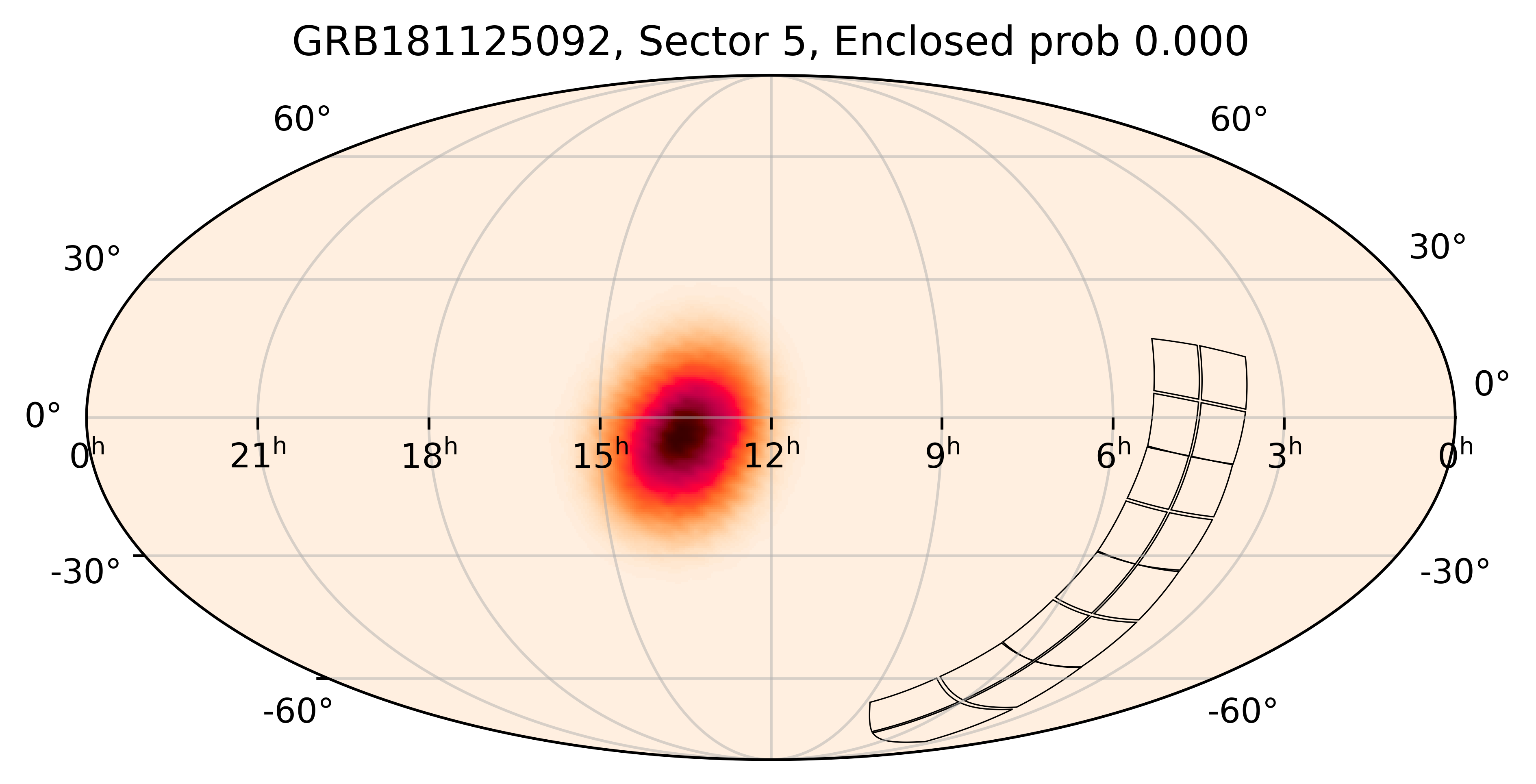 TESS Overlap Sky Map for GRB181125092 in TESS Sector5