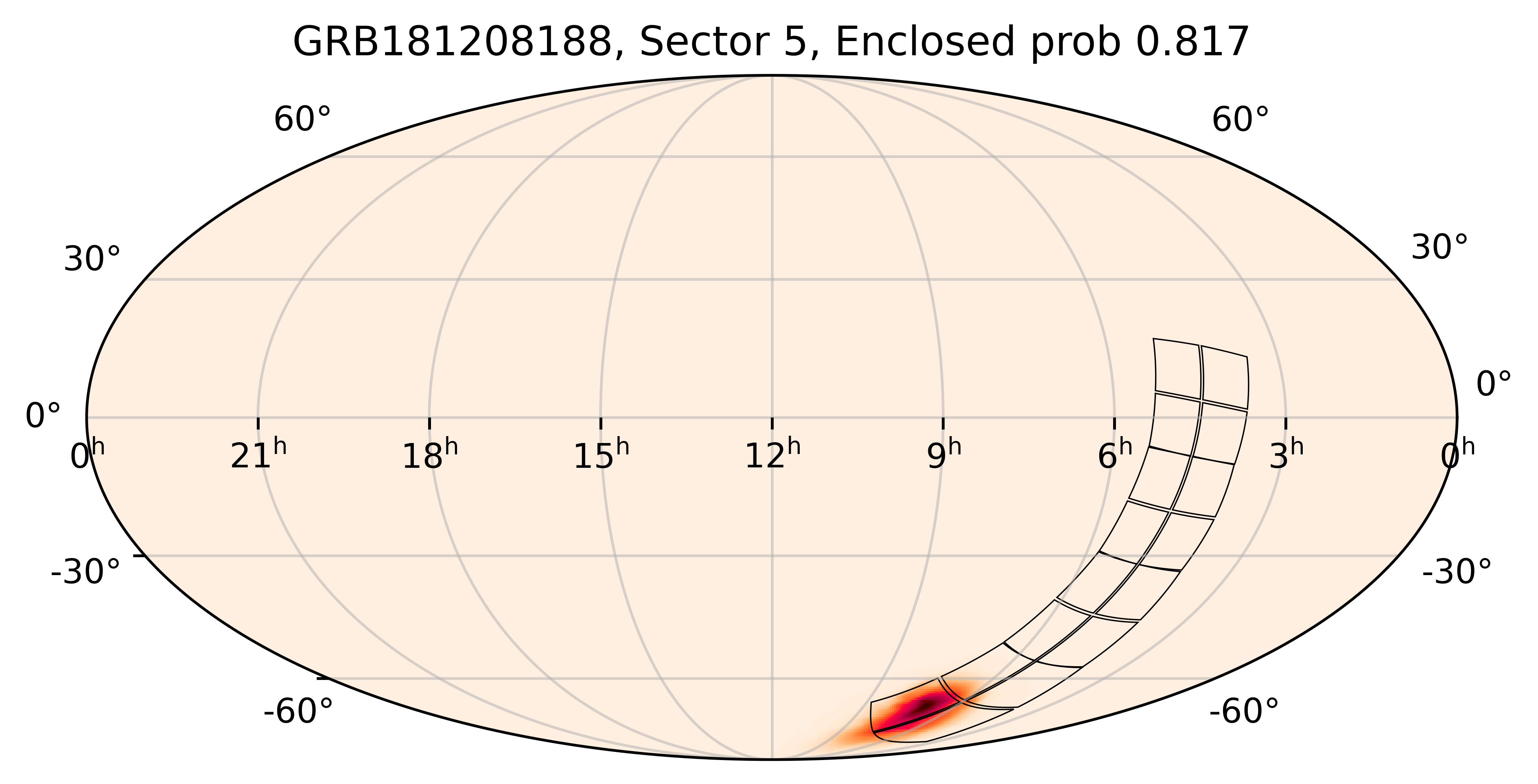 TESS Overlap Sky Map for GRB181208188 in TESS Sector5