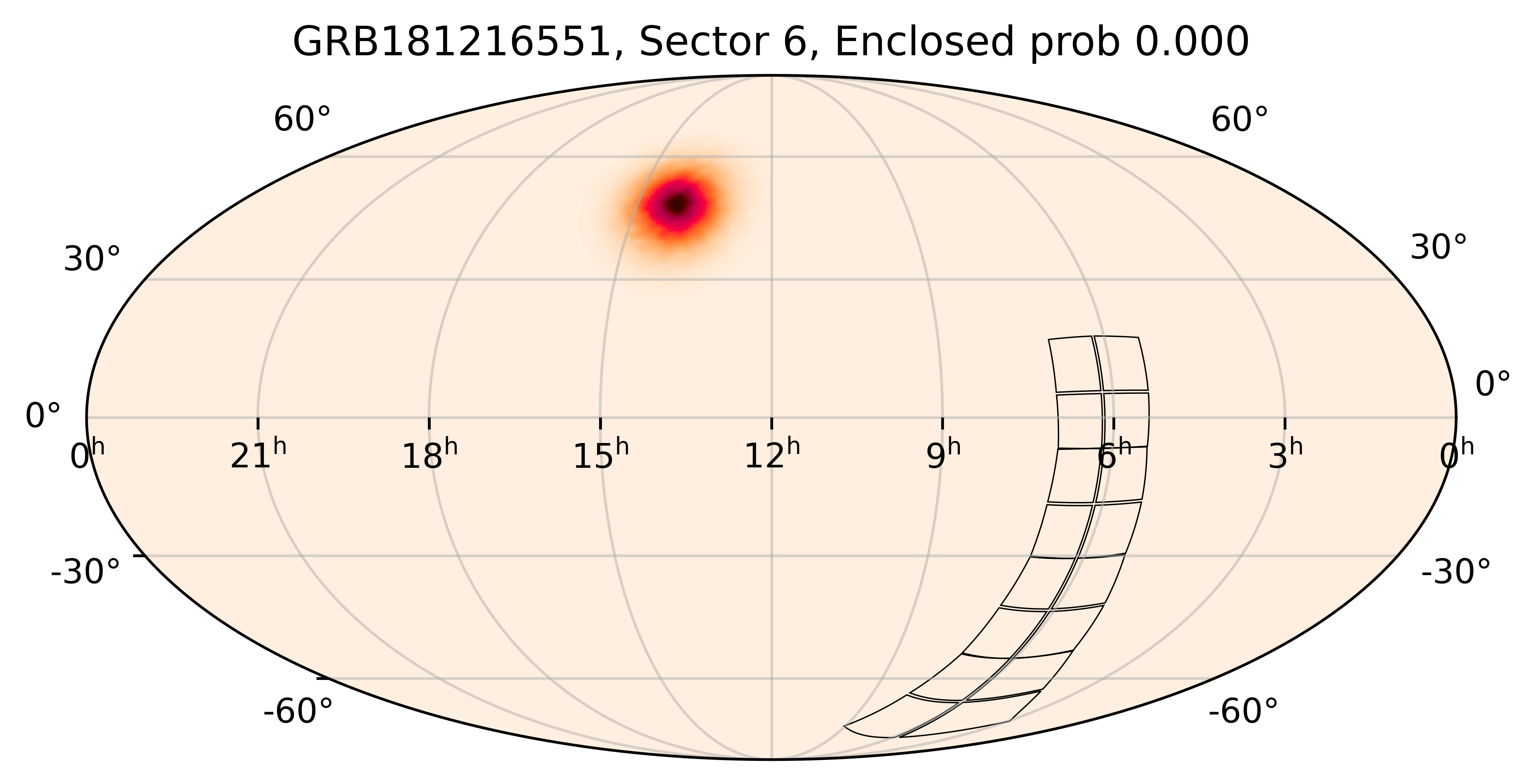 TESS Overlap Sky Map for GRB181216551 in TESS Sector6