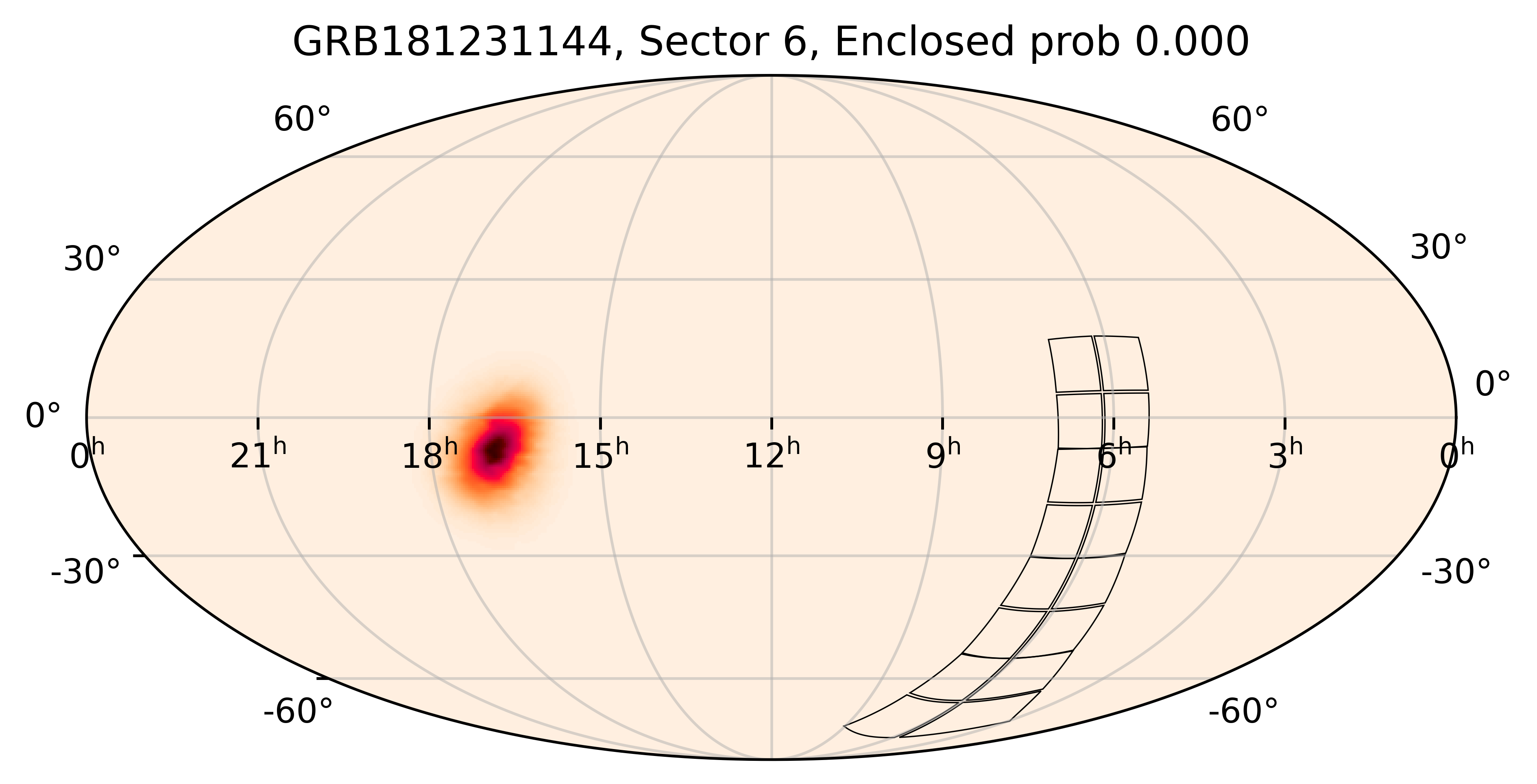 TESS Overlap Sky Map for GRB181231144 in TESS Sector6