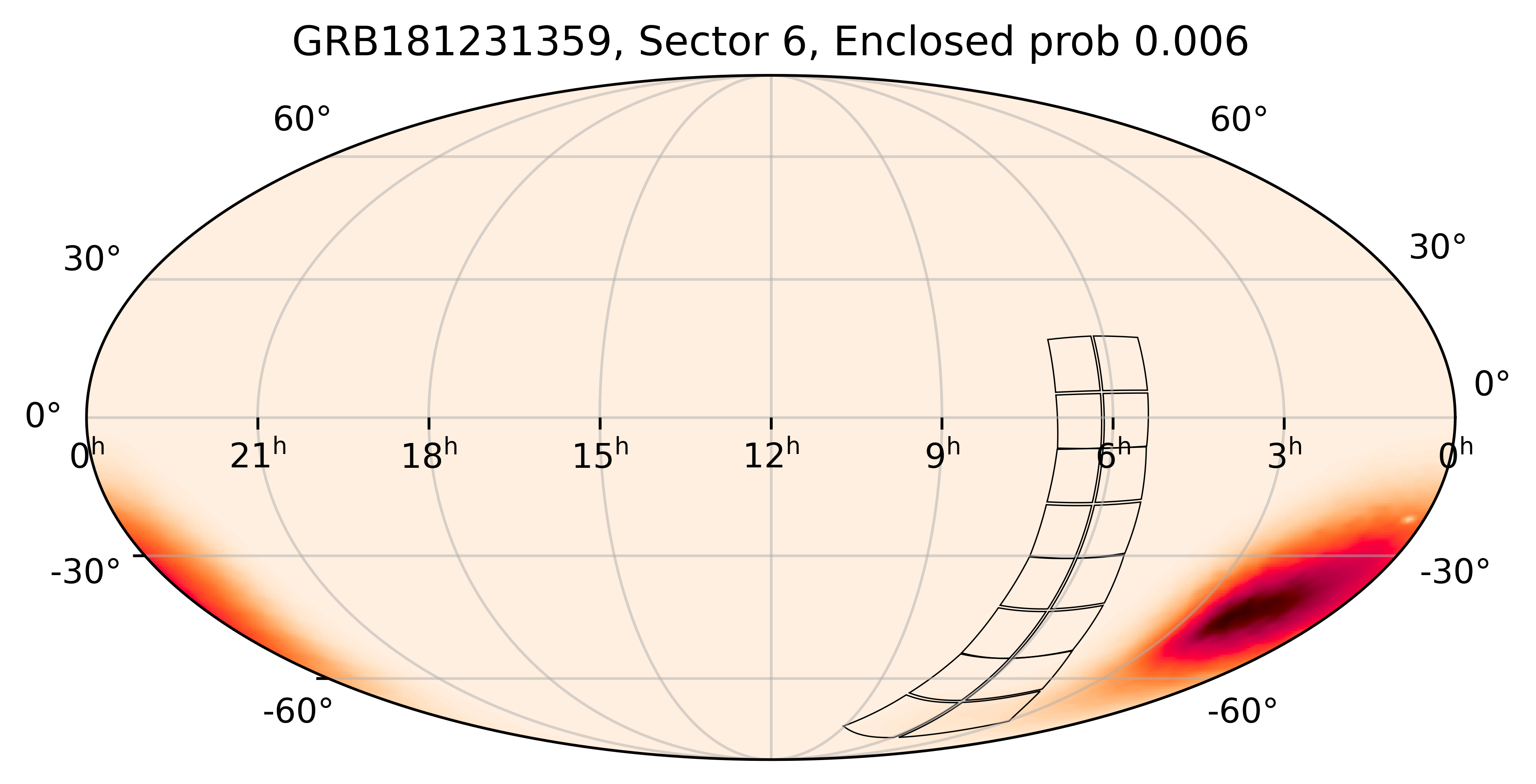 TESS Overlap Sky Map for GRB181231359 in TESS Sector6