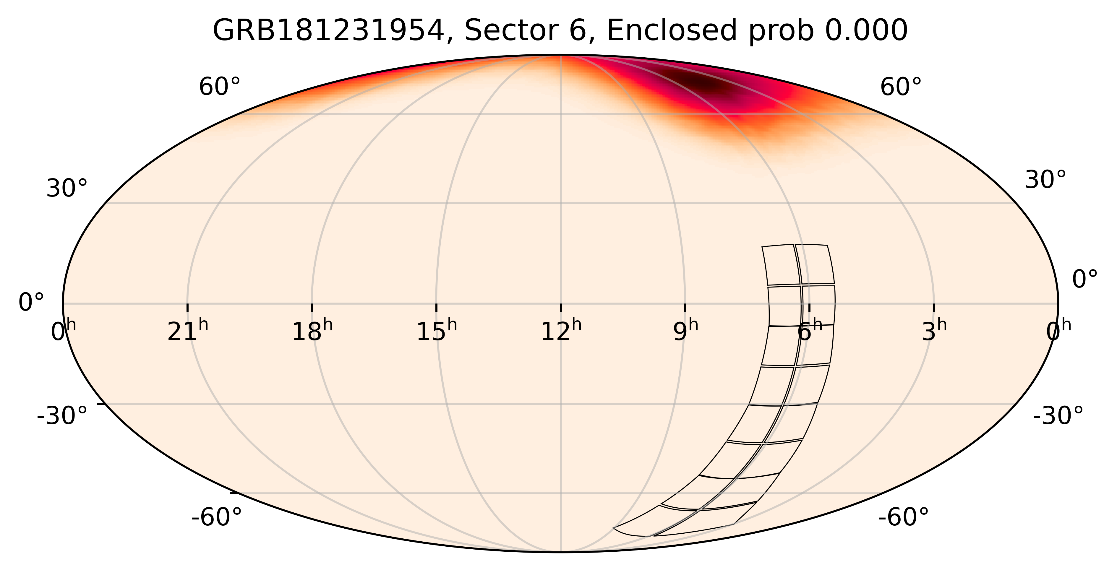TESS Overlap Sky Map for GRB181231954 in TESS Sector6