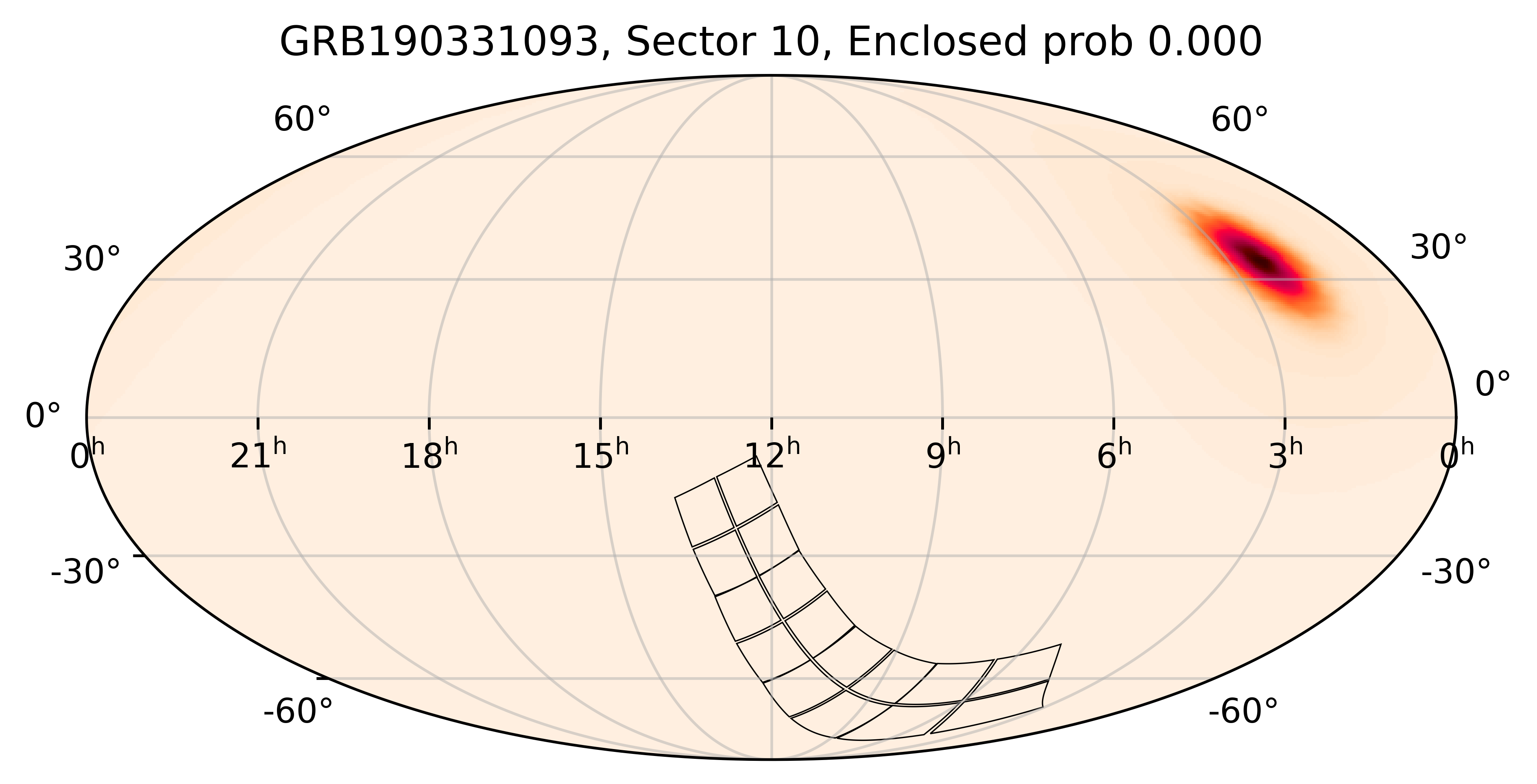 TESS Overlap Sky Map for GRB190331093 in TESS Sector10