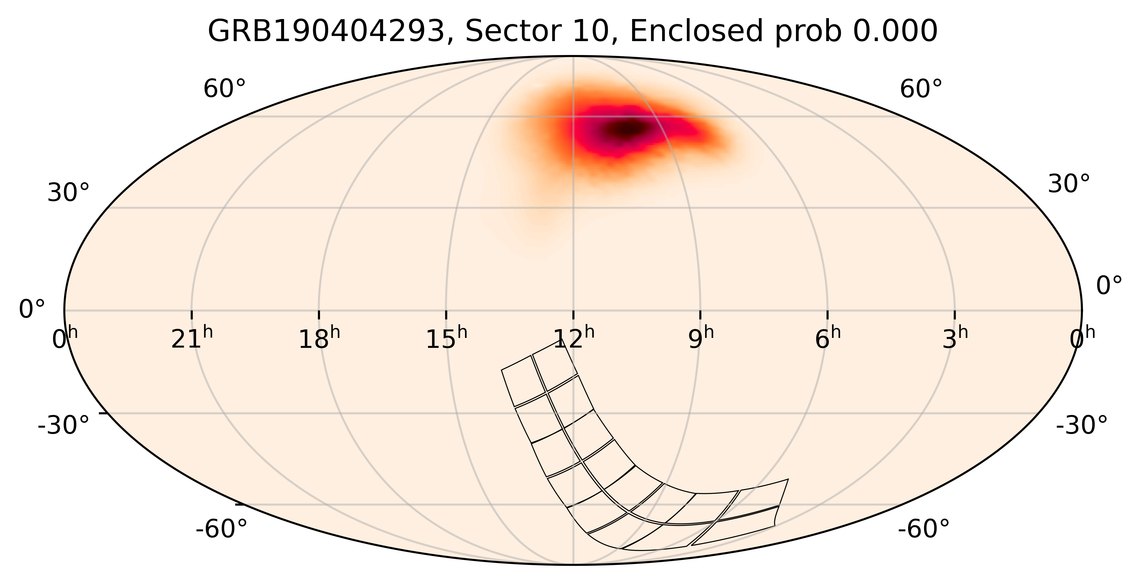 TESS Overlap Sky Map for GRB190404293 in TESS Sector10