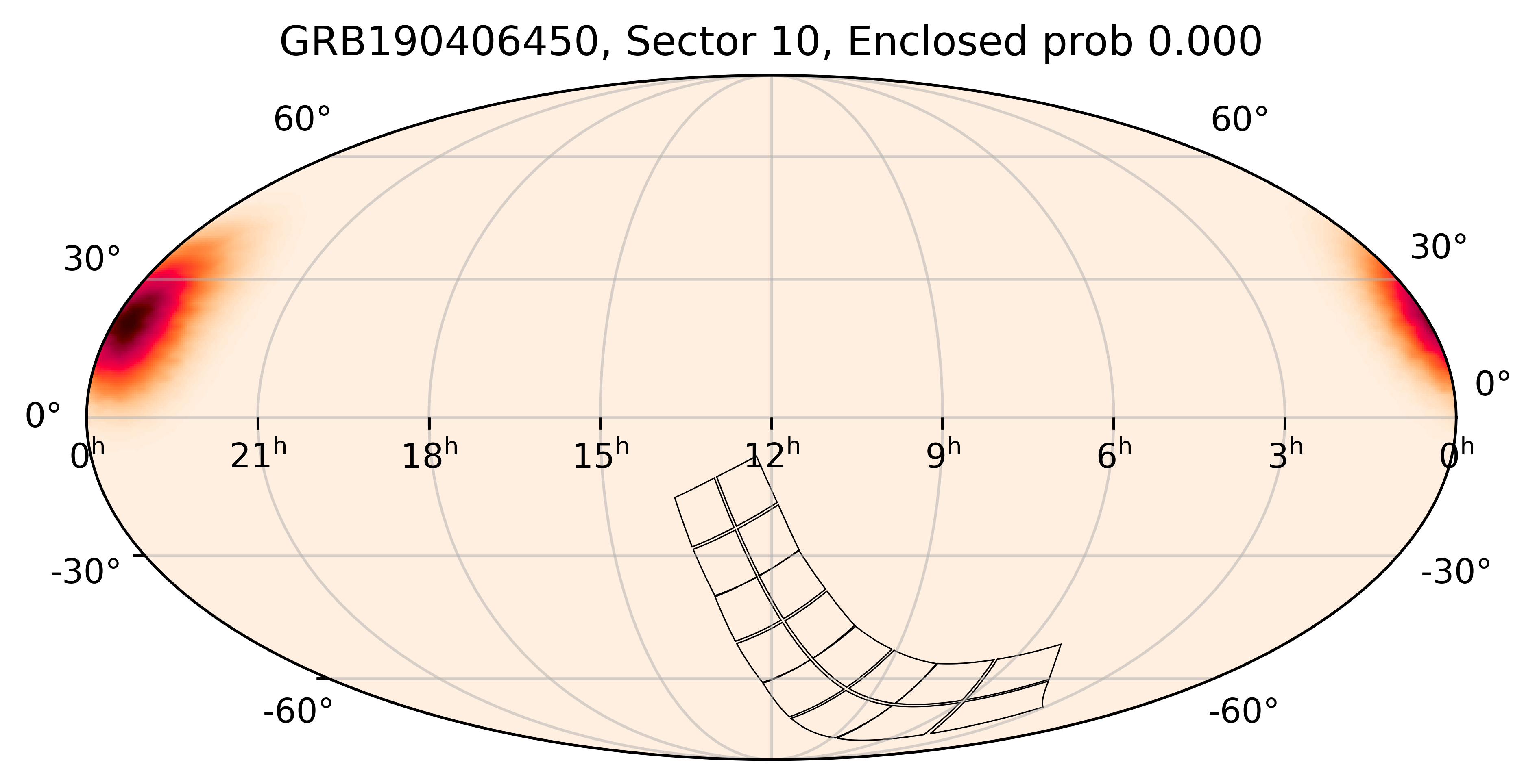 TESS Overlap Sky Map for GRB190406450 in TESS Sector10