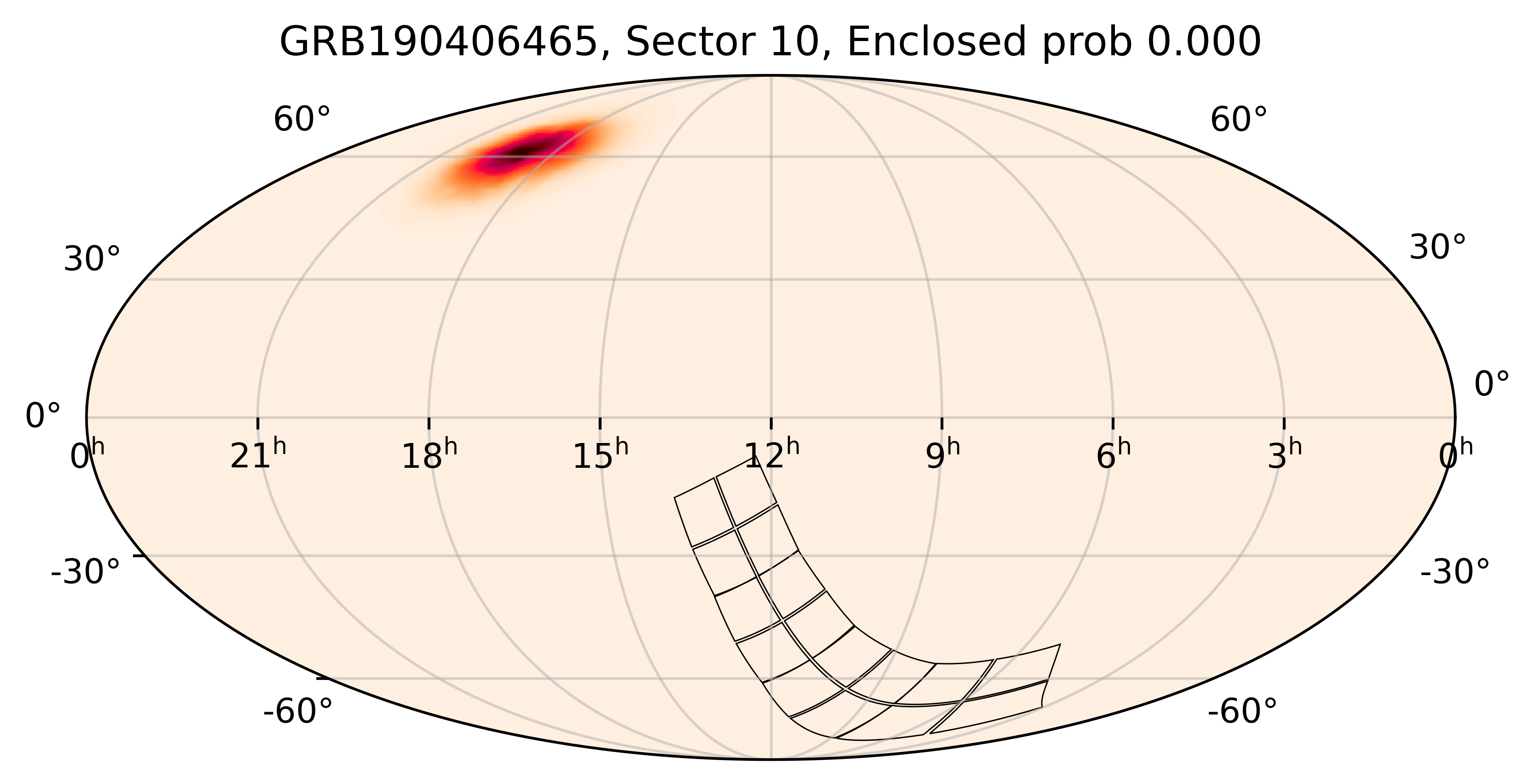 TESS Overlap Sky Map for GRB190406465 in TESS Sector10