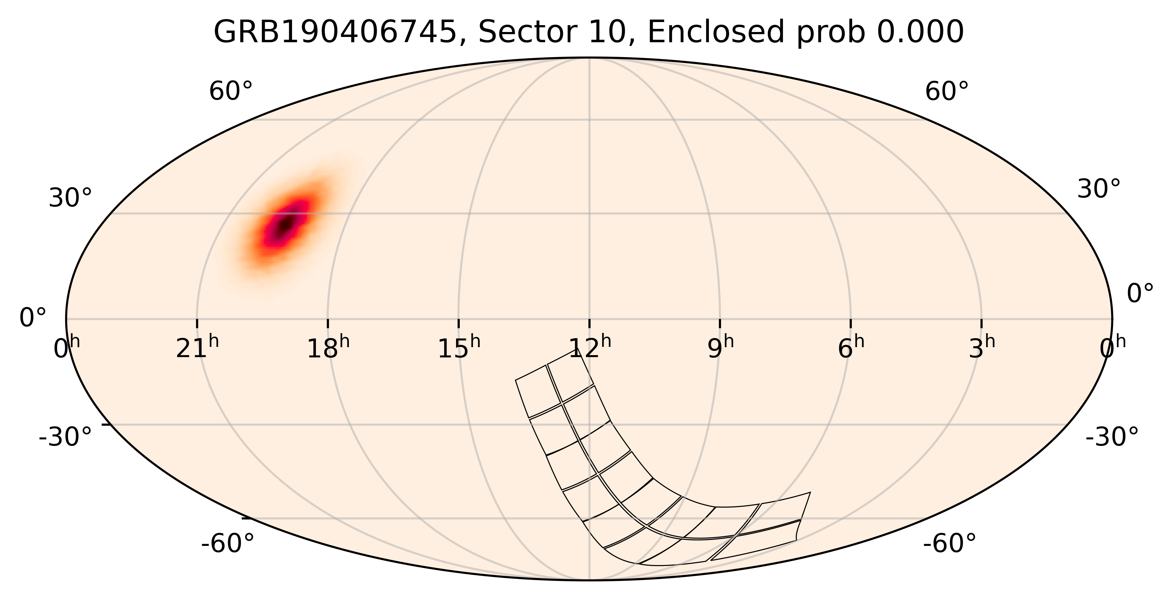 TESS Overlap Sky Map for GRB190406745 in TESS Sector10