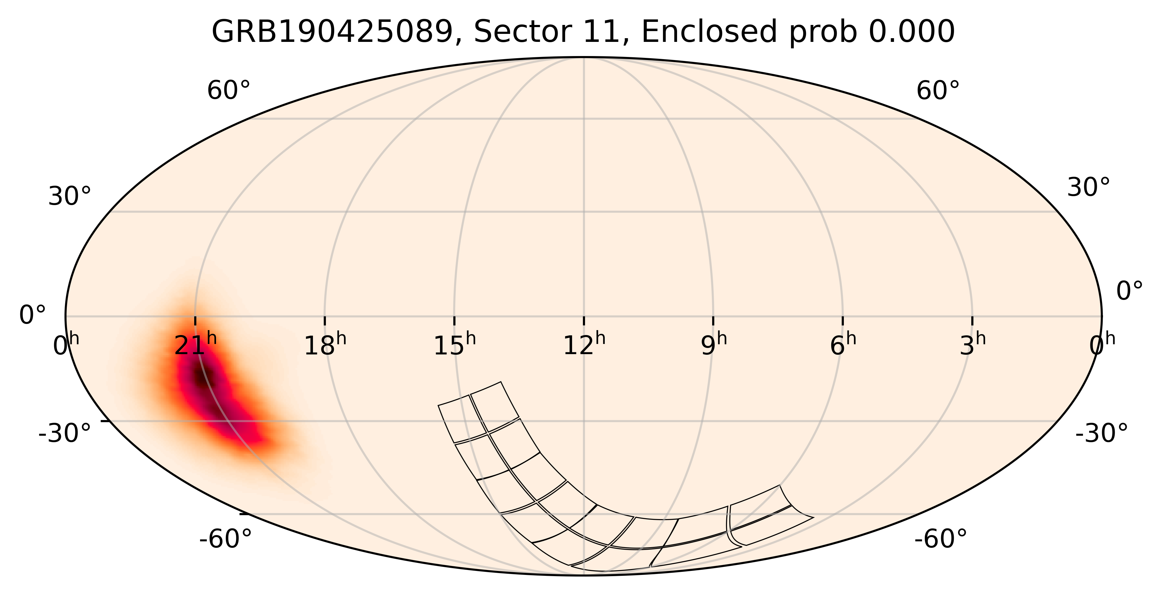 TESS Overlap Sky Map for GRB190425089 in TESS Sector11
