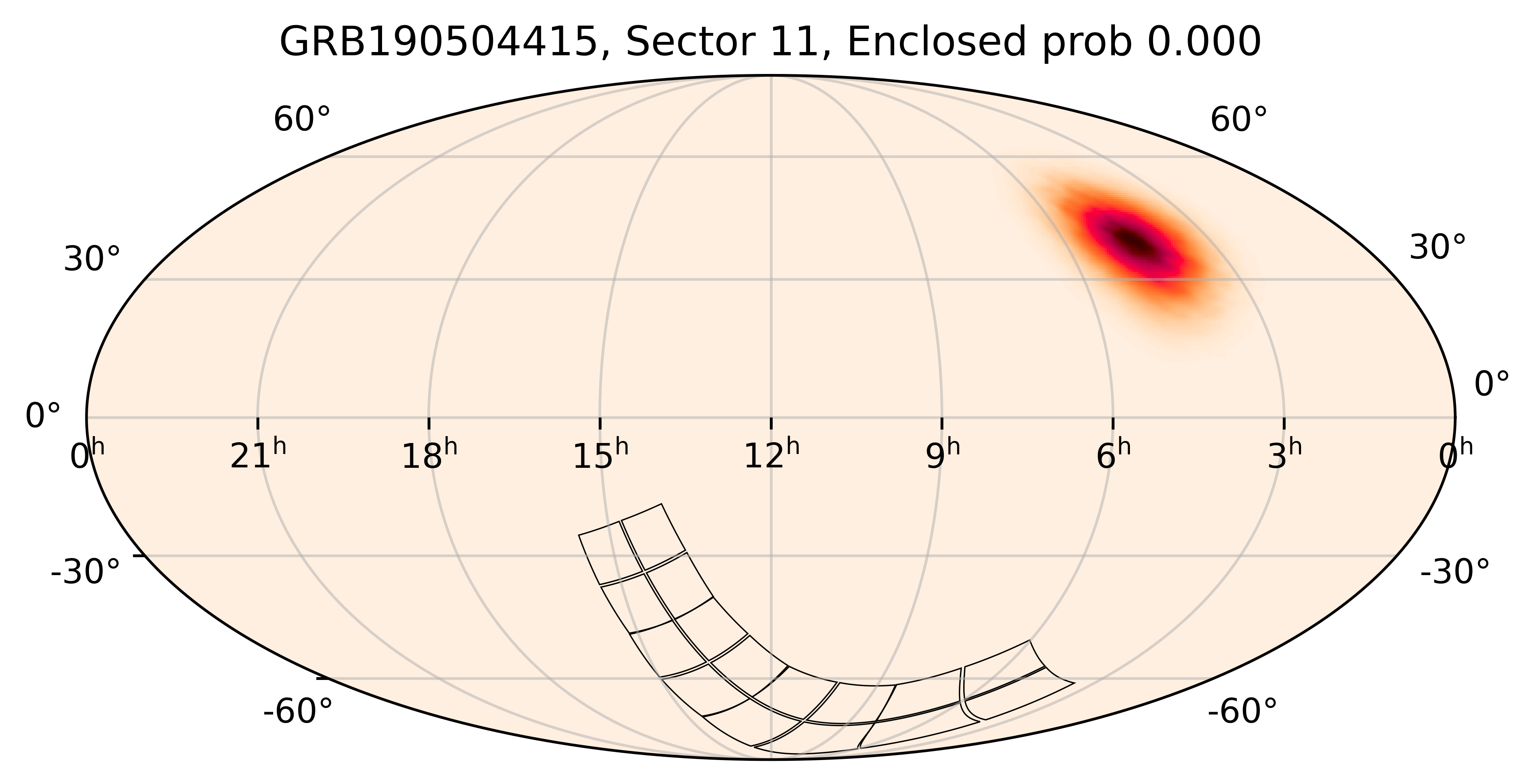 TESS Overlap Sky Map for GRB190504415 in TESS Sector11