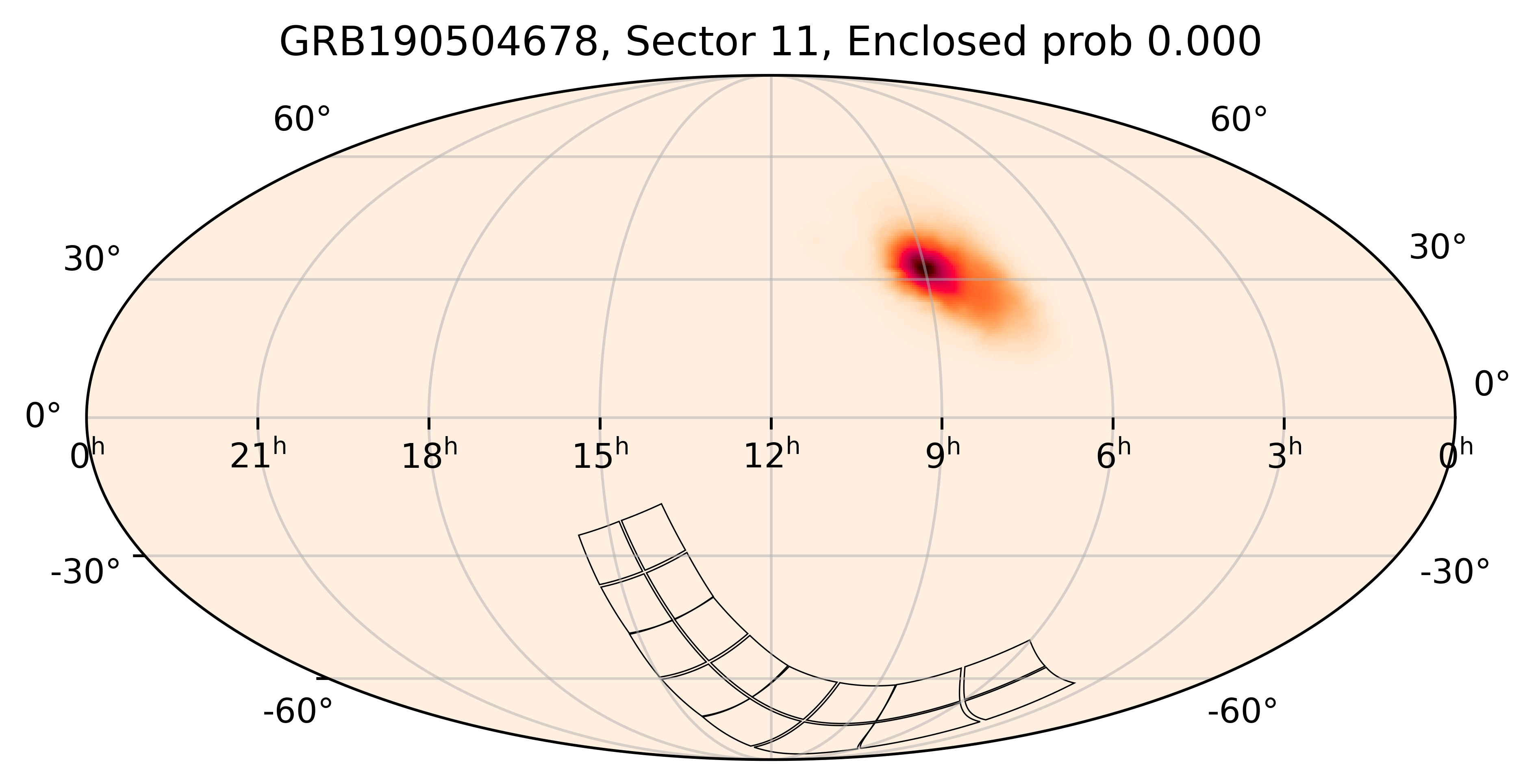 TESS Overlap Sky Map for GRB190504678 in TESS Sector11