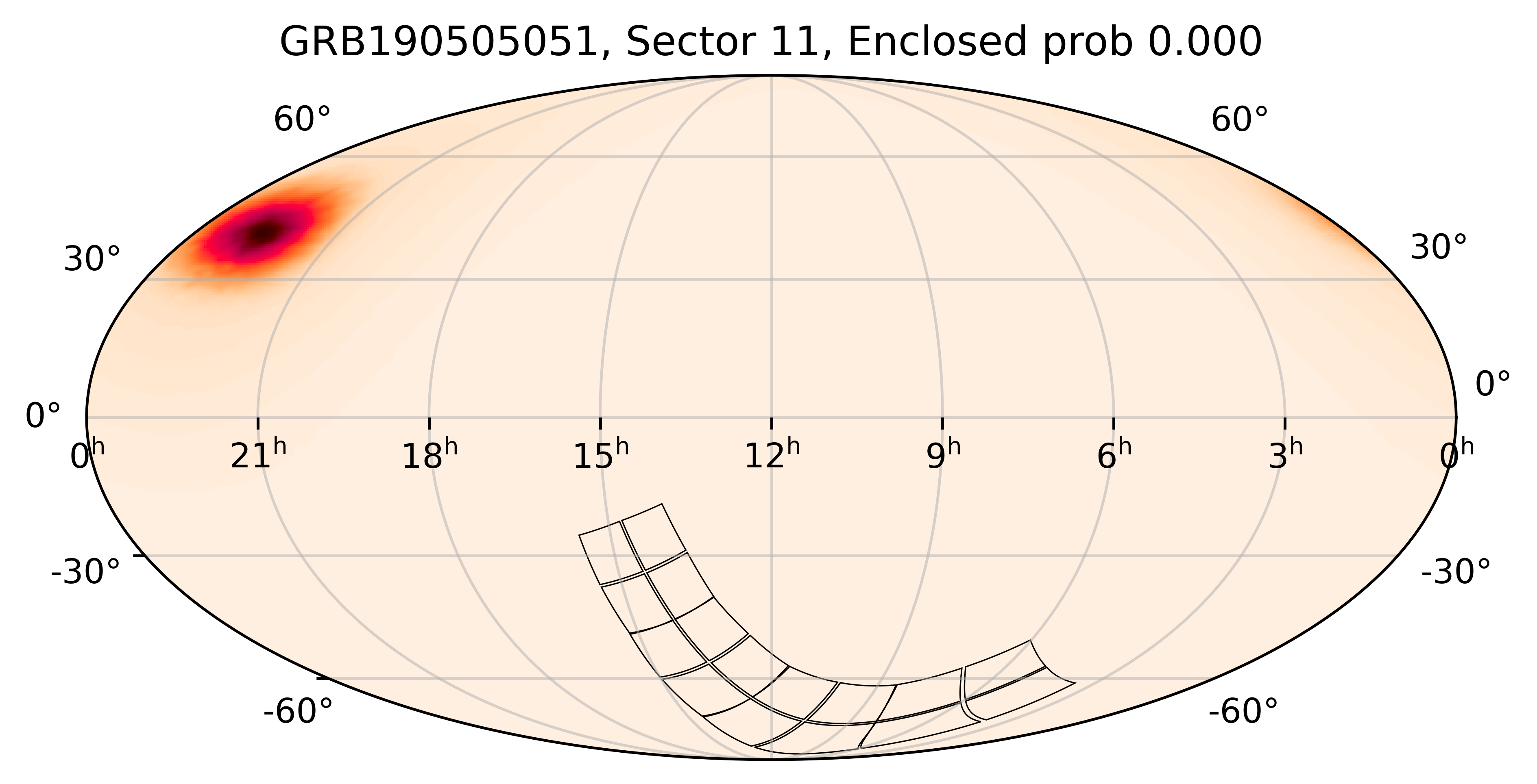TESS Overlap Sky Map for GRB190505051 in TESS Sector11