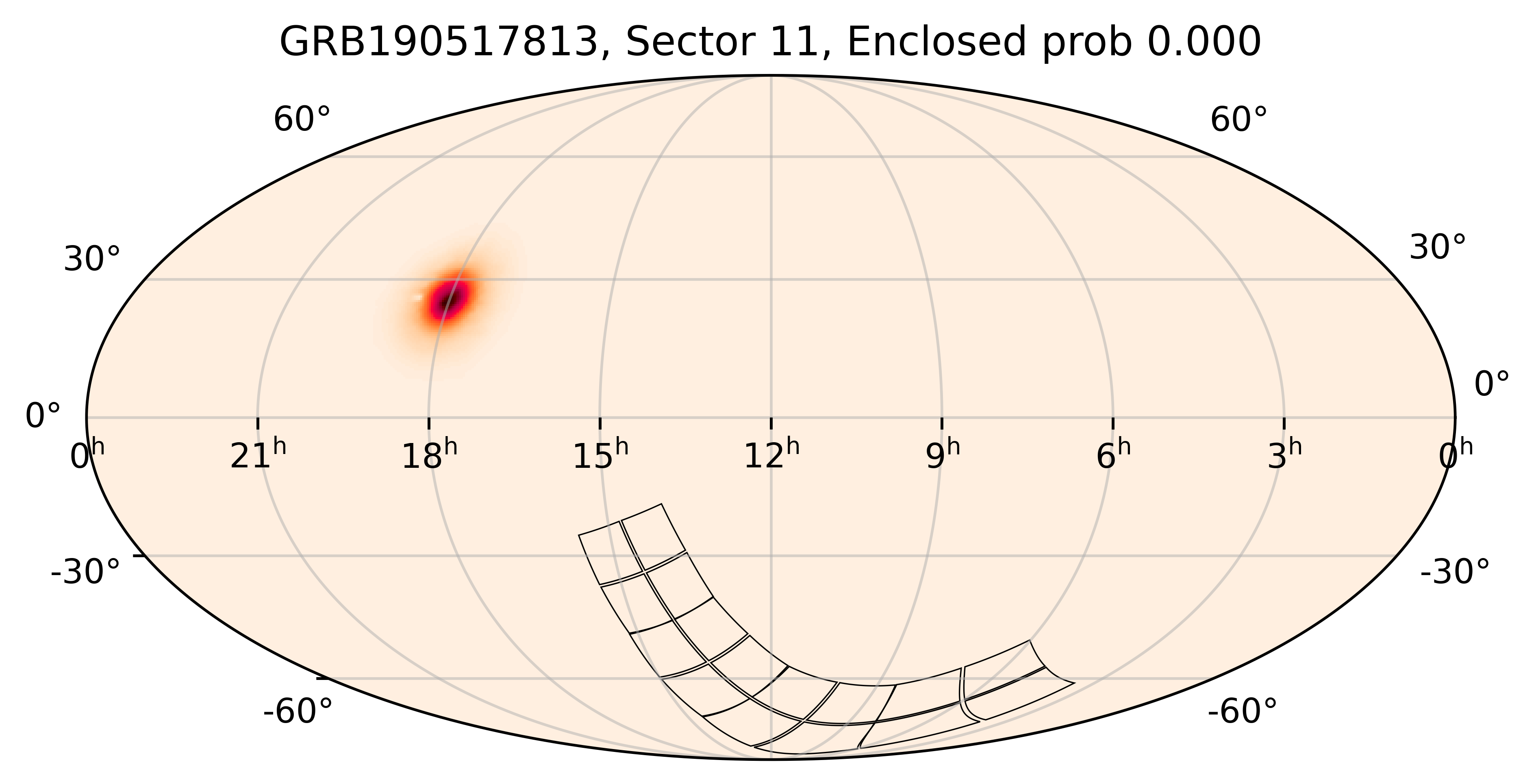 TESS Overlap Sky Map for GRB190517813 in TESS Sector11