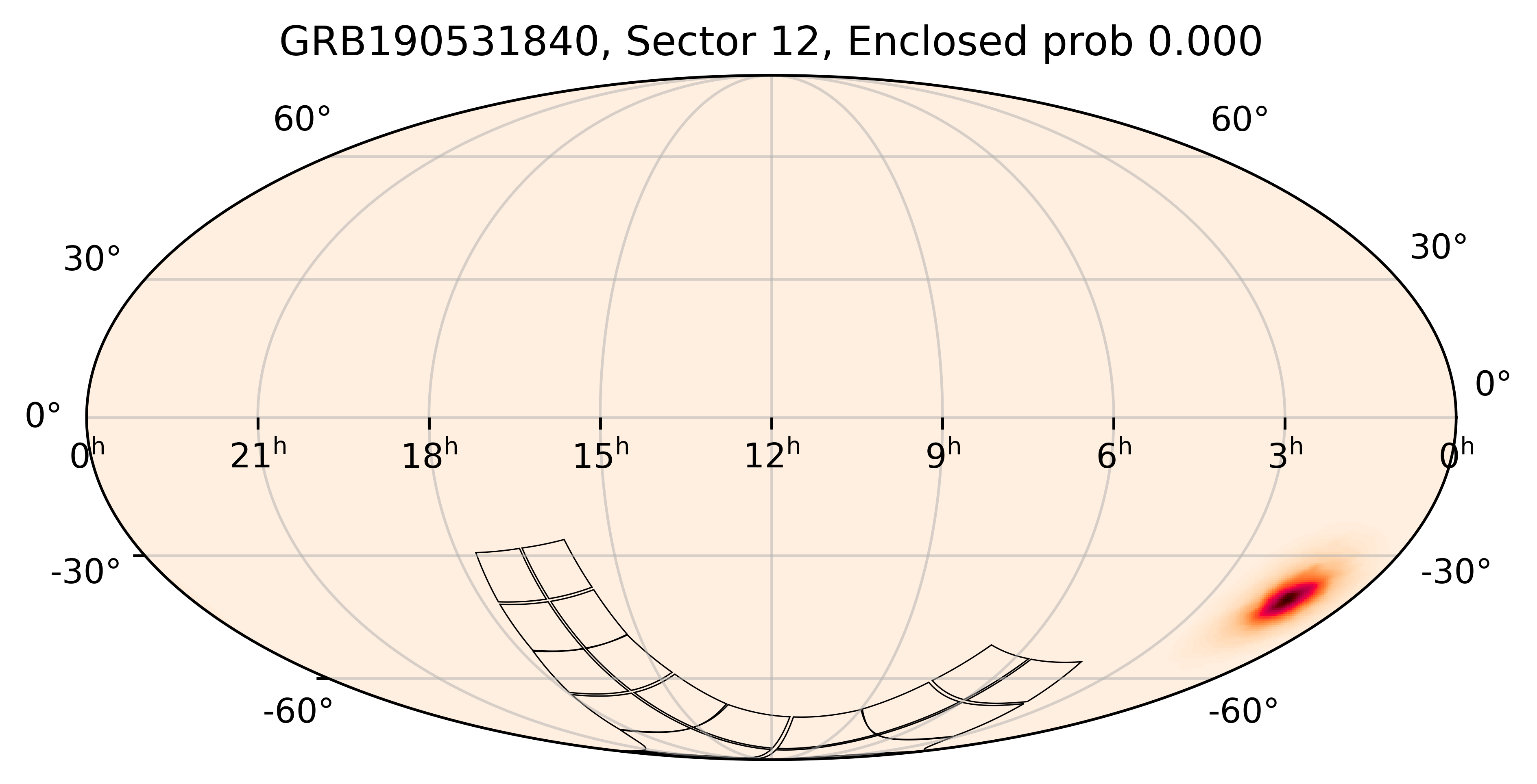 TESS Overlap Sky Map for GRB190531840 in TESS Sector12