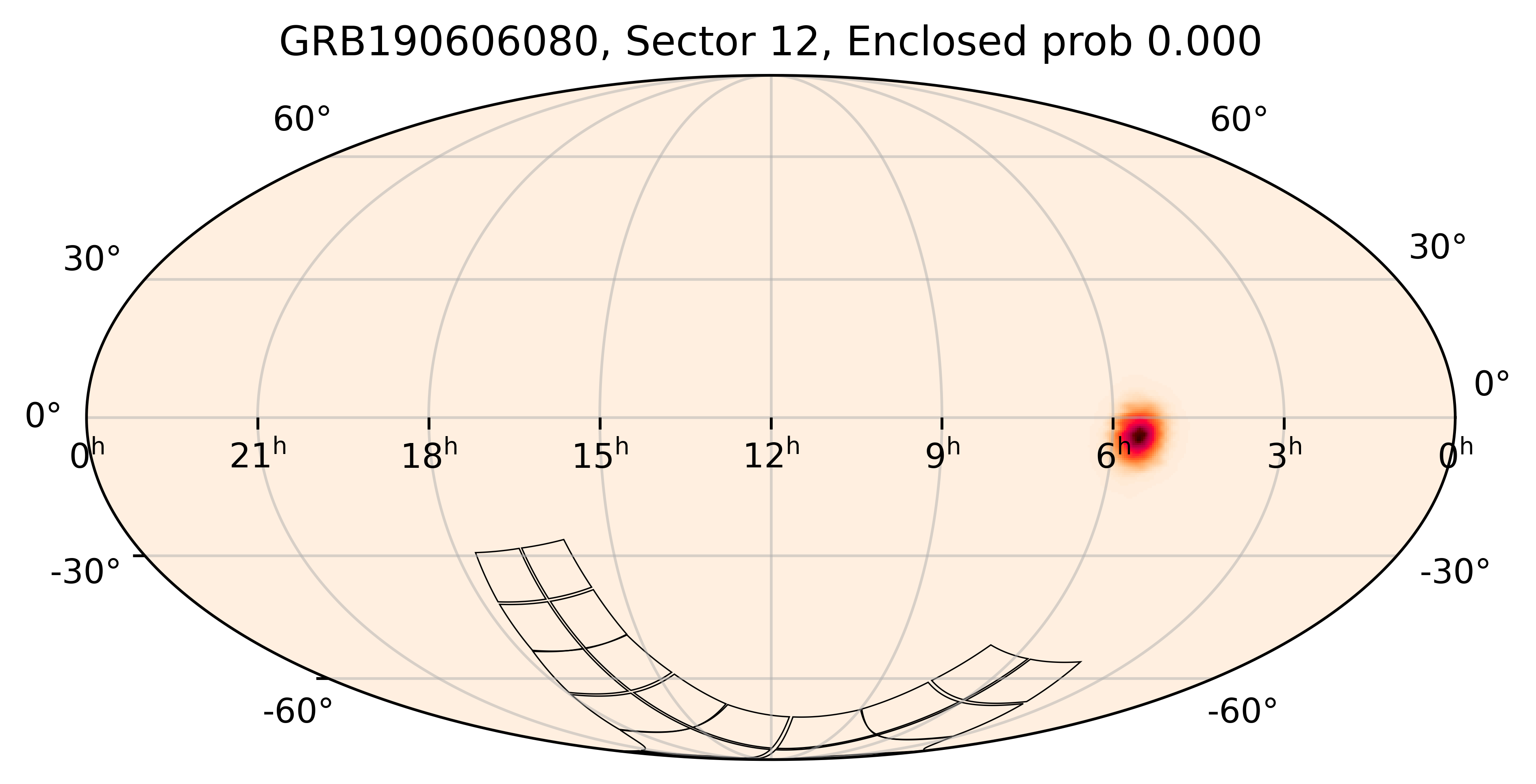 TESS Overlap Sky Map for GRB190606080 in TESS Sector12
