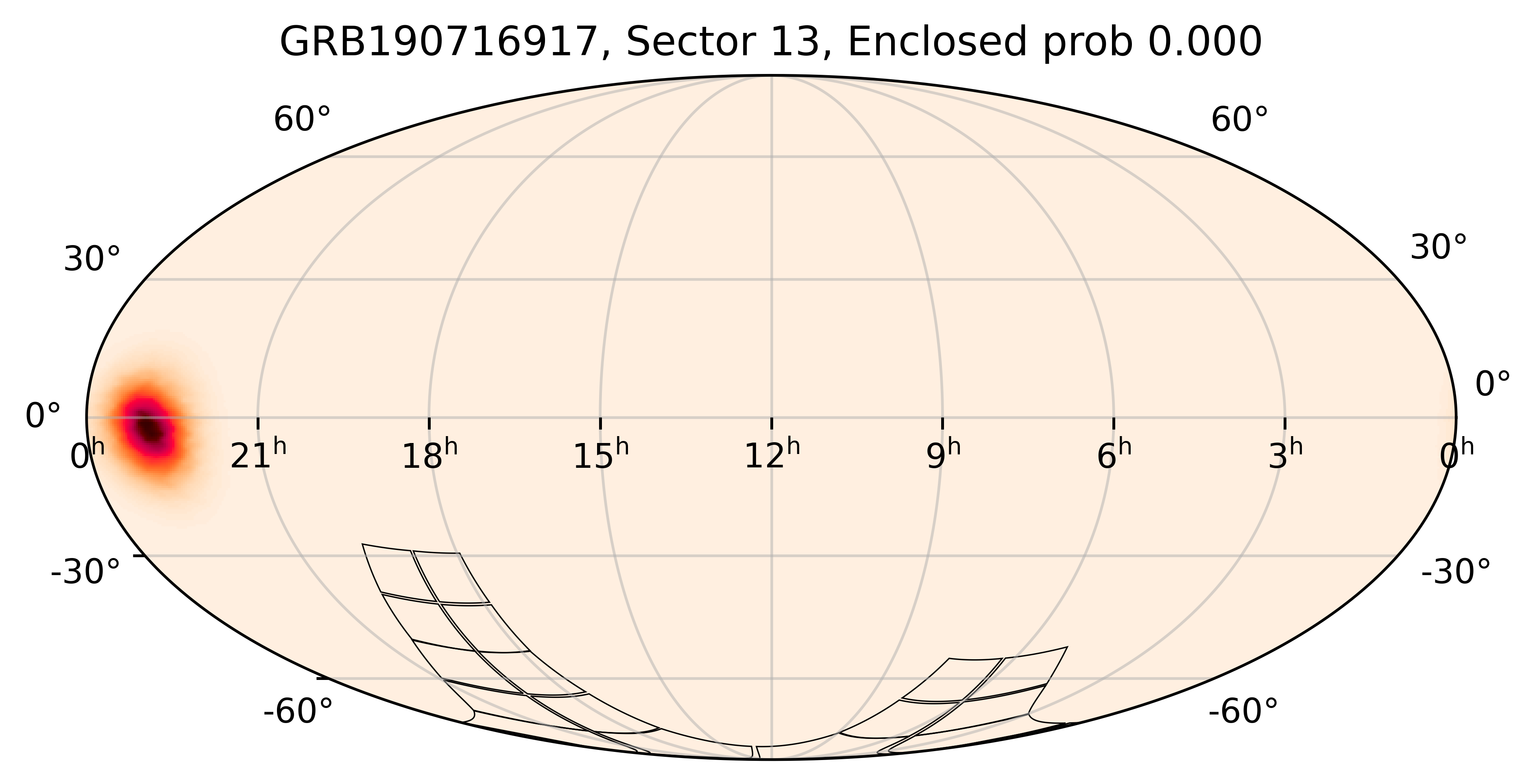 TESS Overlap Sky Map for GRB190716917 in TESS Sector13
