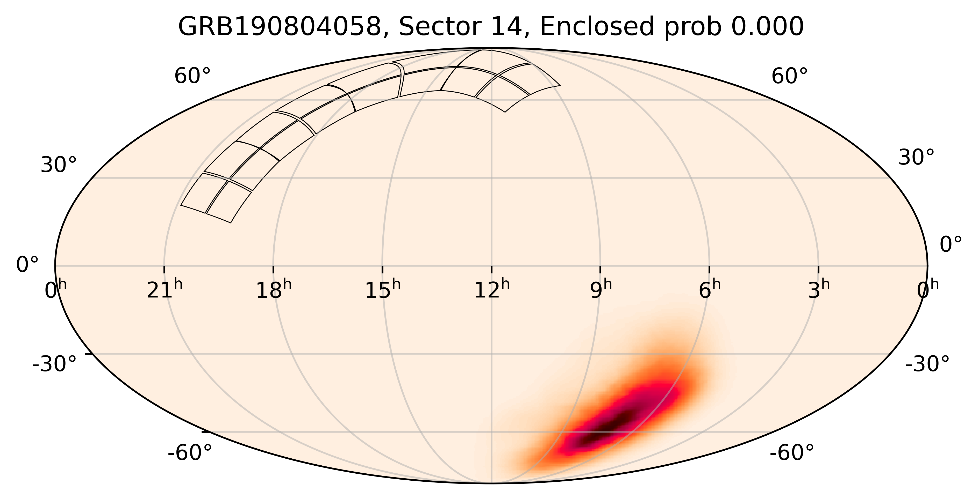TESS Overlap Sky Map for GRB190804058 in TESS Sector14