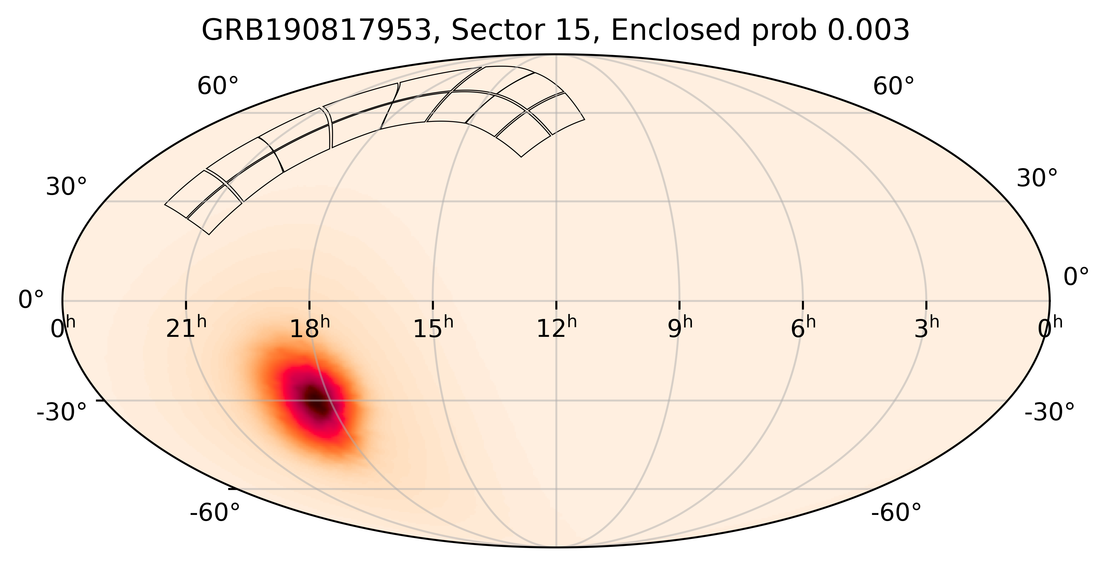 TESS Overlap Sky Map for GRB190817953 in TESS Sector15