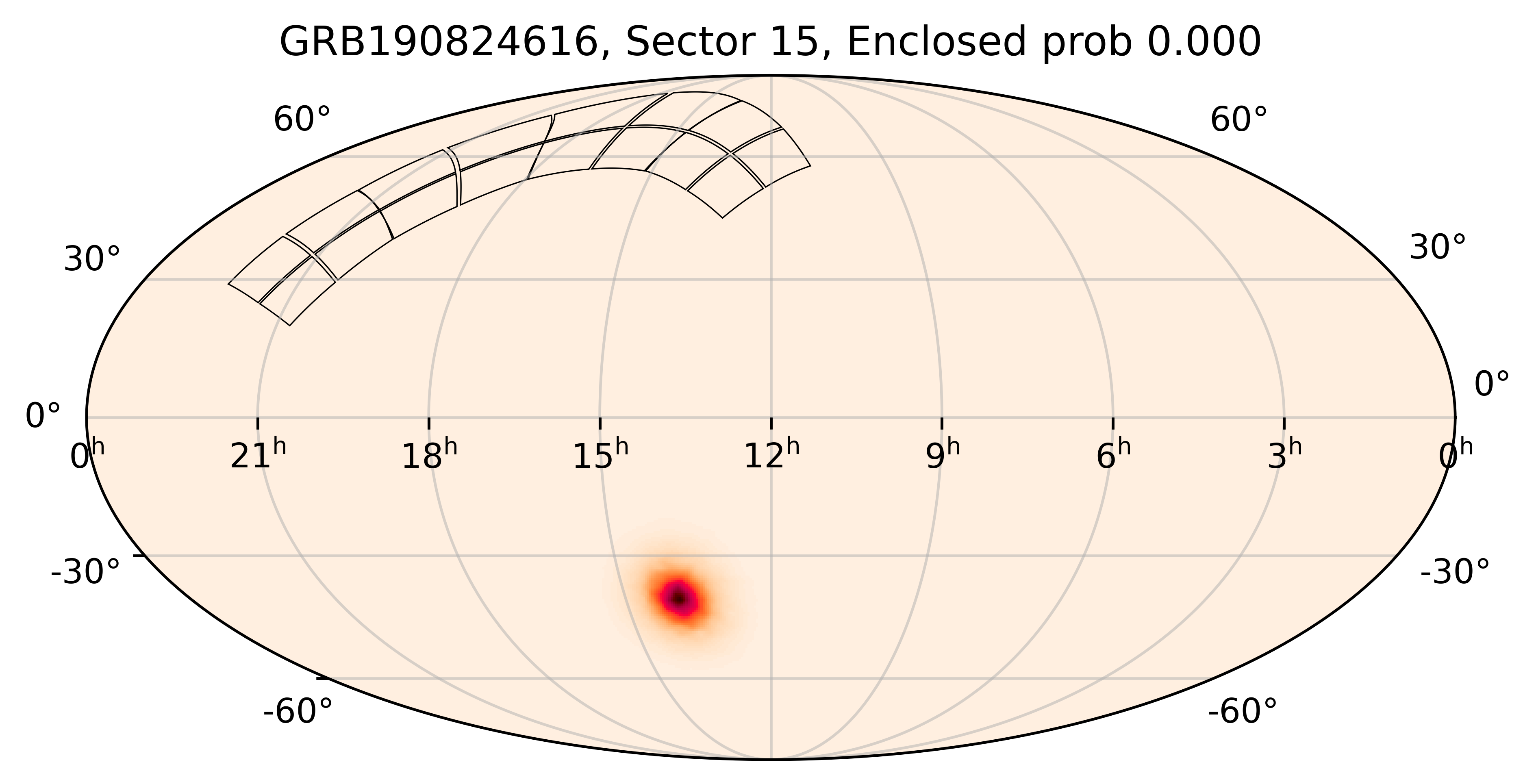TESS Overlap Sky Map for GRB190824616 in TESS Sector15