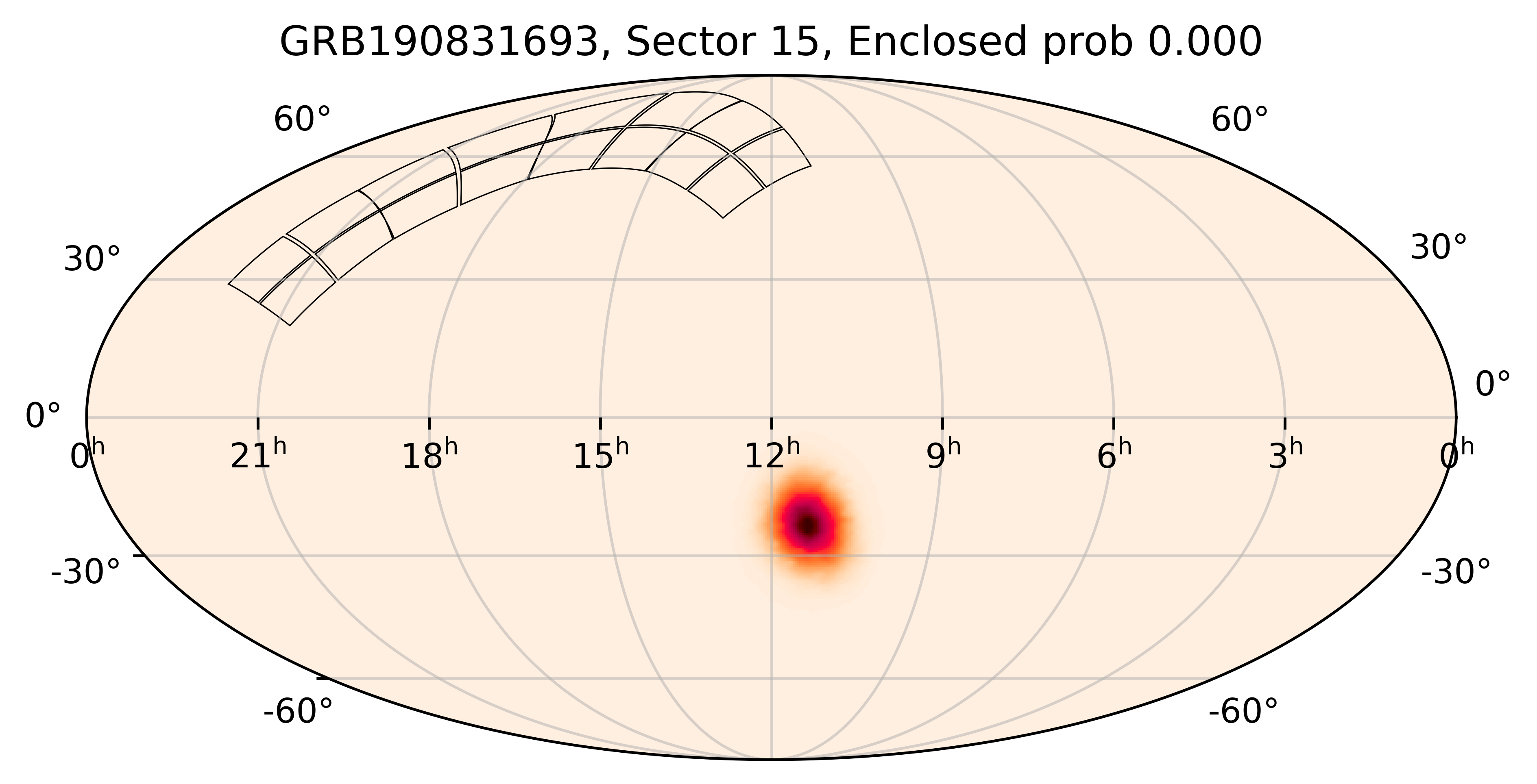 TESS Overlap Sky Map for GRB190831693 in TESS Sector15