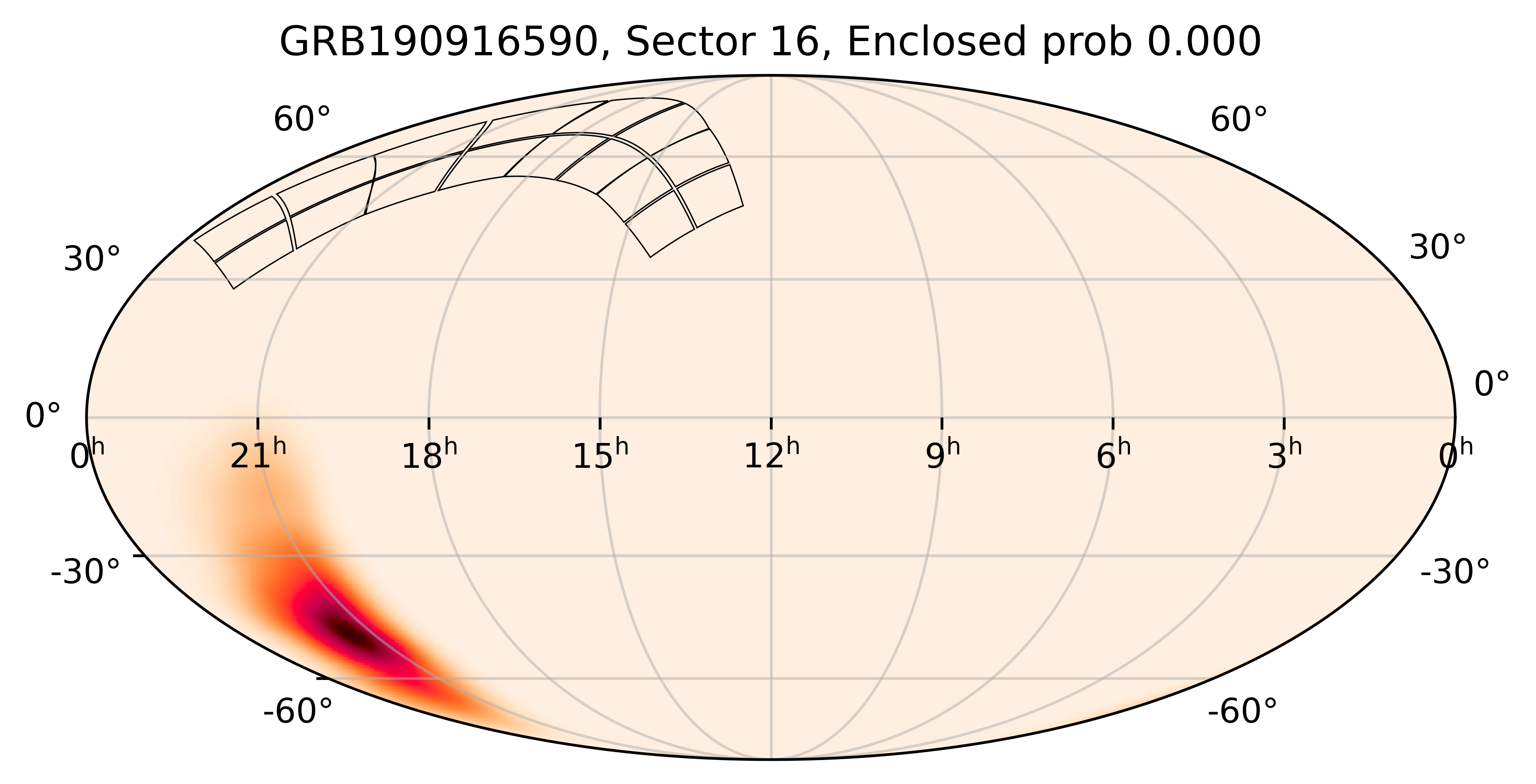 TESS Overlap Sky Map for GRB190916590 in TESS Sector16