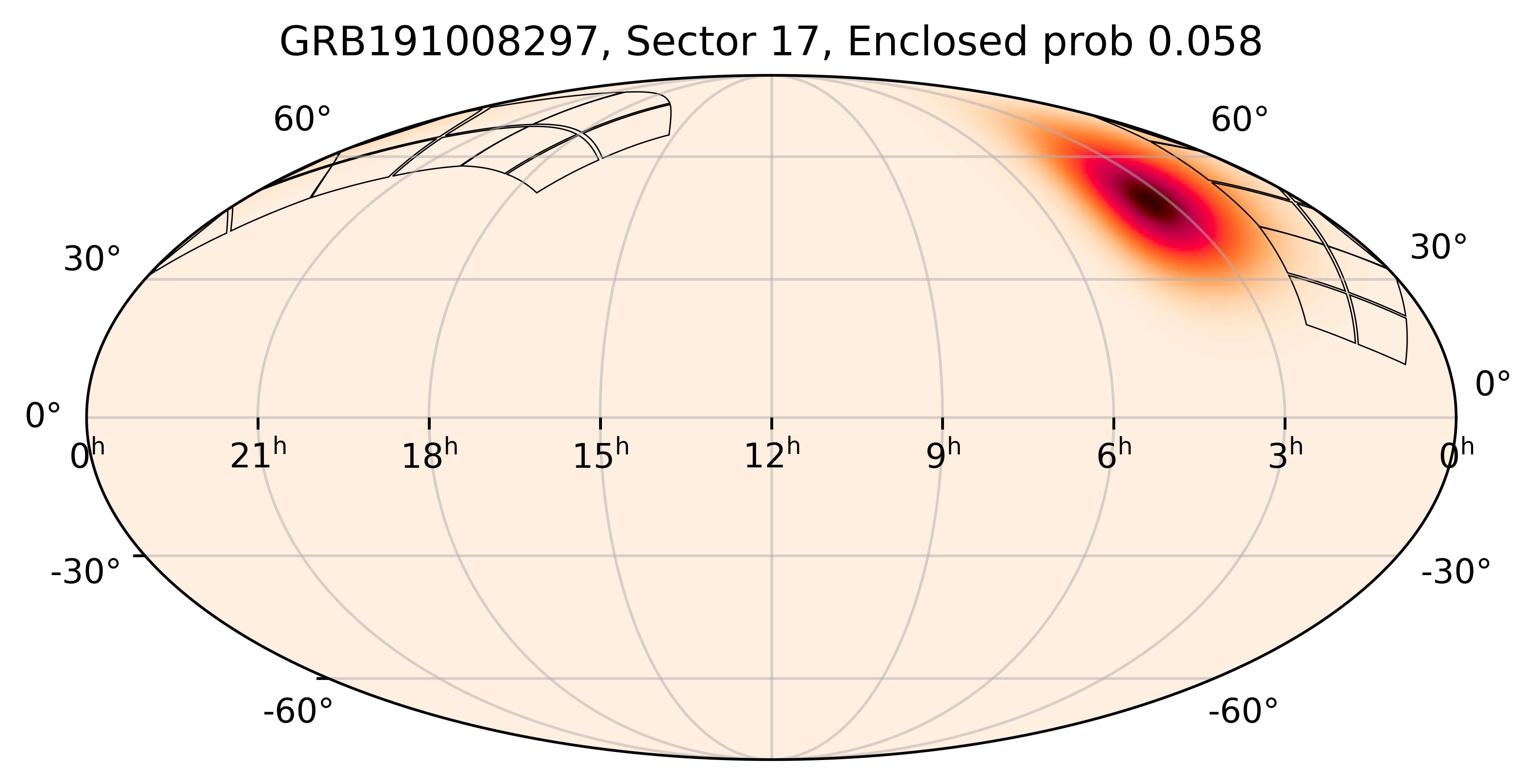 TESS Overlap Sky Map for GRB191008297 in TESS Sector17