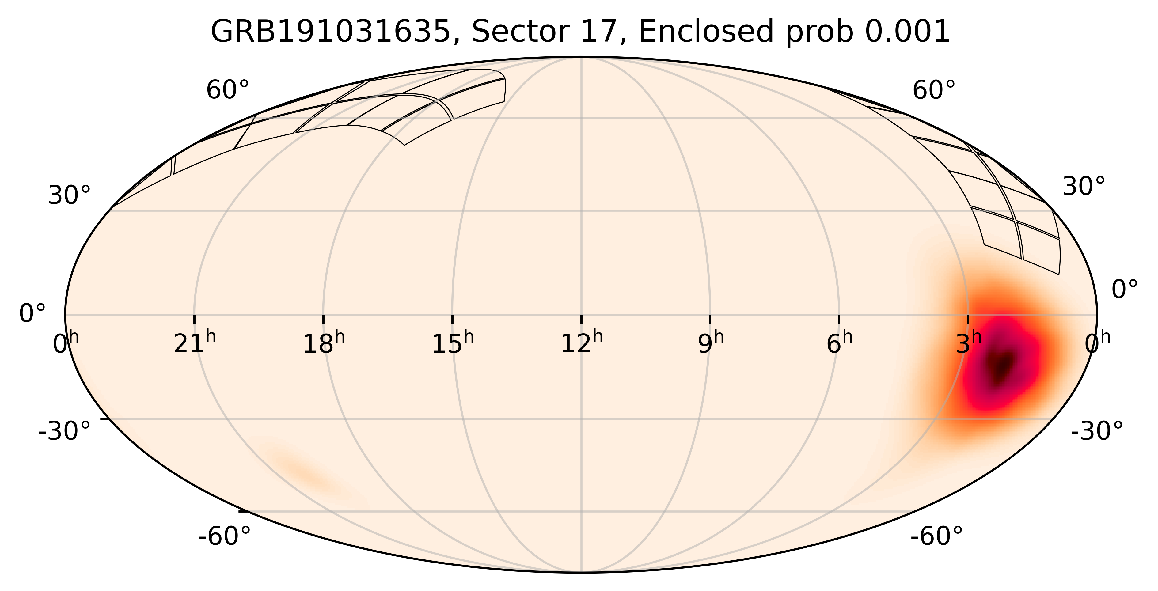 TESS Overlap Sky Map for GRB191031635 in TESS Sector17
