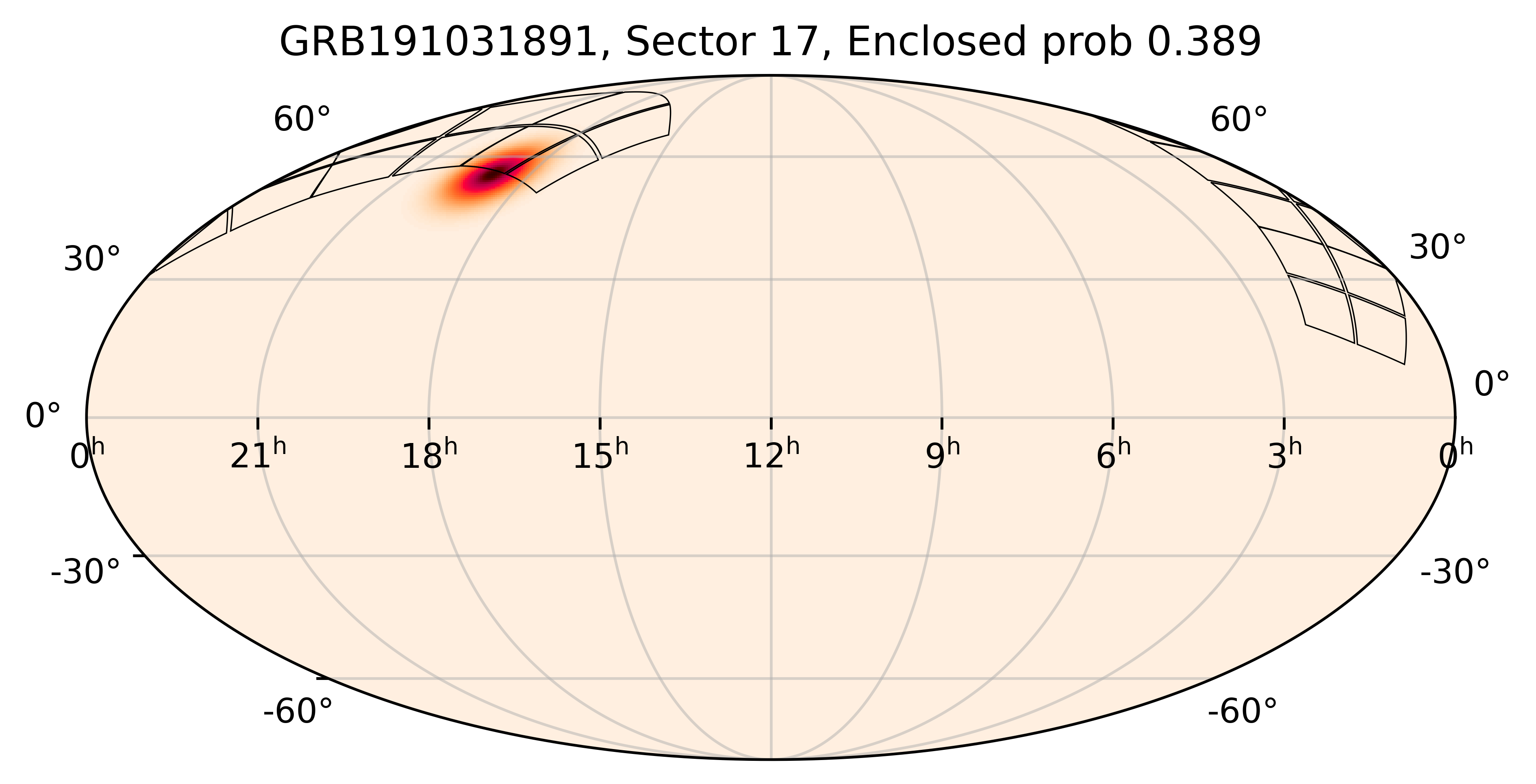 TESS Overlap Sky Map for GRB191031891 in TESS Sector17